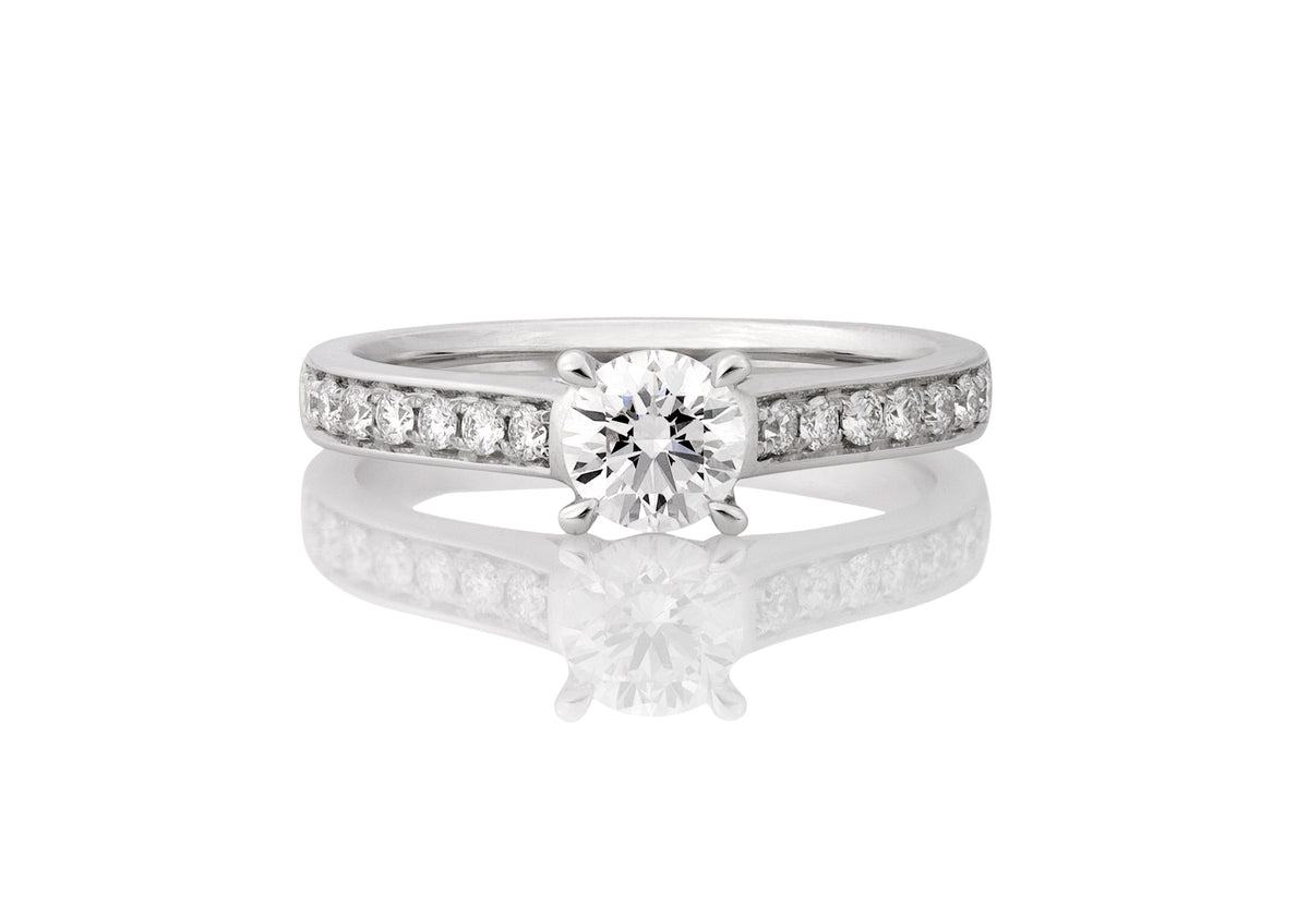 Violet Lab Grown Diamond Solitaire Round Brilliant Cut Engagement Ring