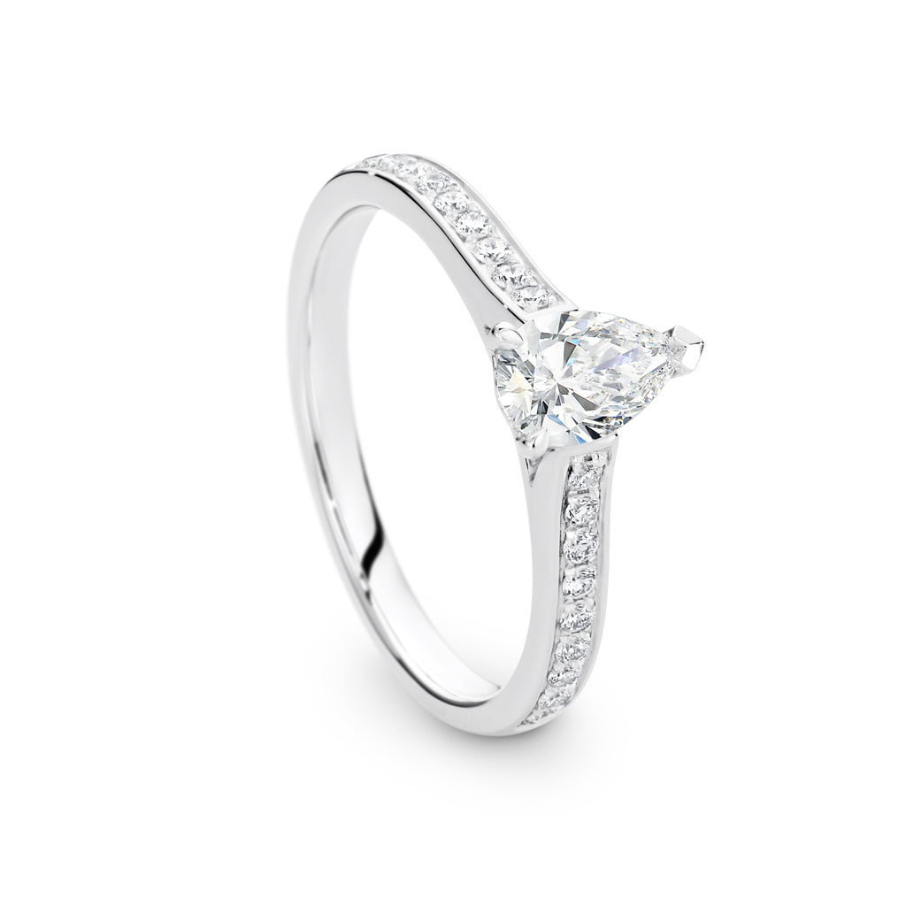 Luna Diamond Solitaire Pear Cut Engagement Ring