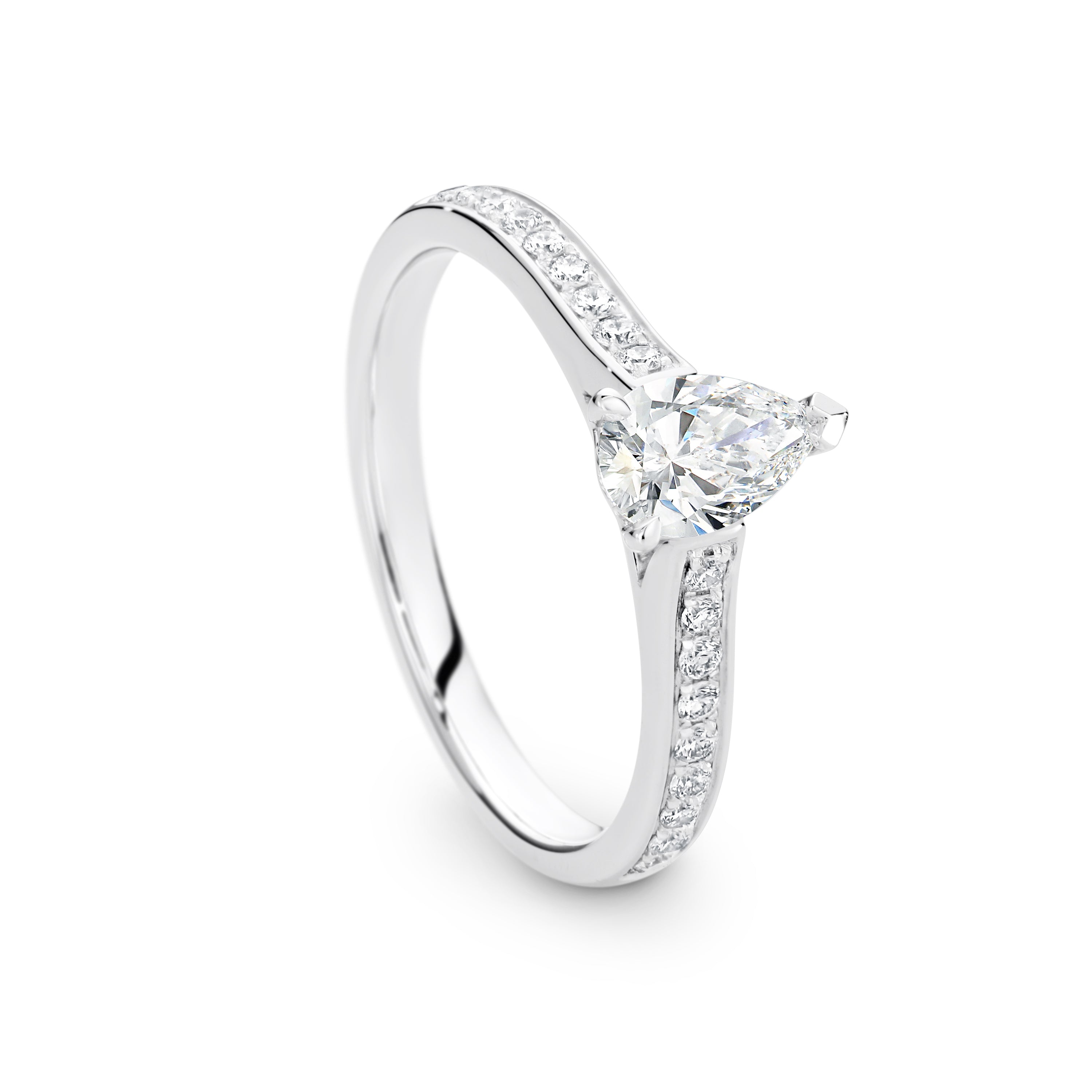Luna Lab Grown Diamond Solitaire Pear Cut Engagement Ring