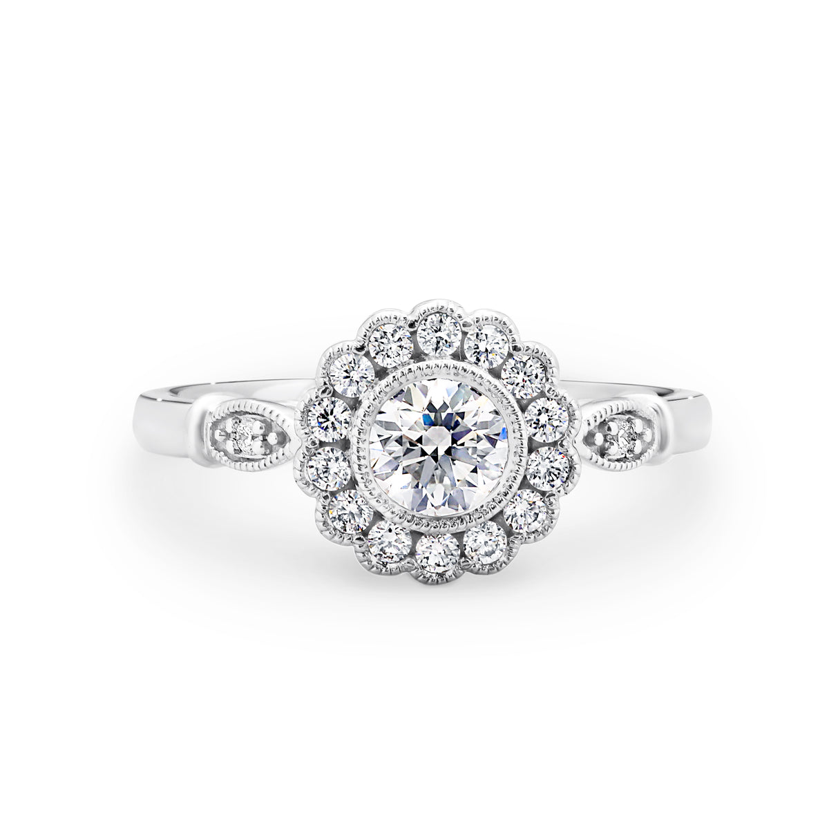 Harriet Lab Grown Diamond Halo Round Brilliant Cut Engagement Ring