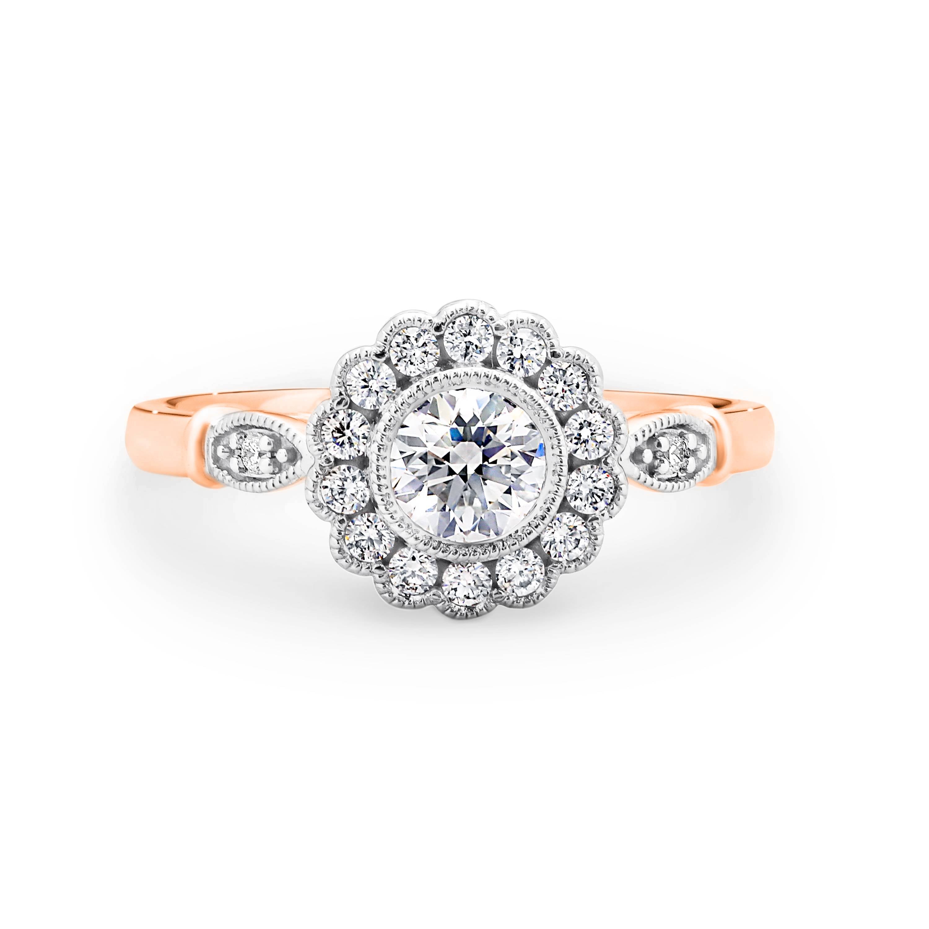 Harriet Diamond Halo Round Brilliant Cut Engagement Ring