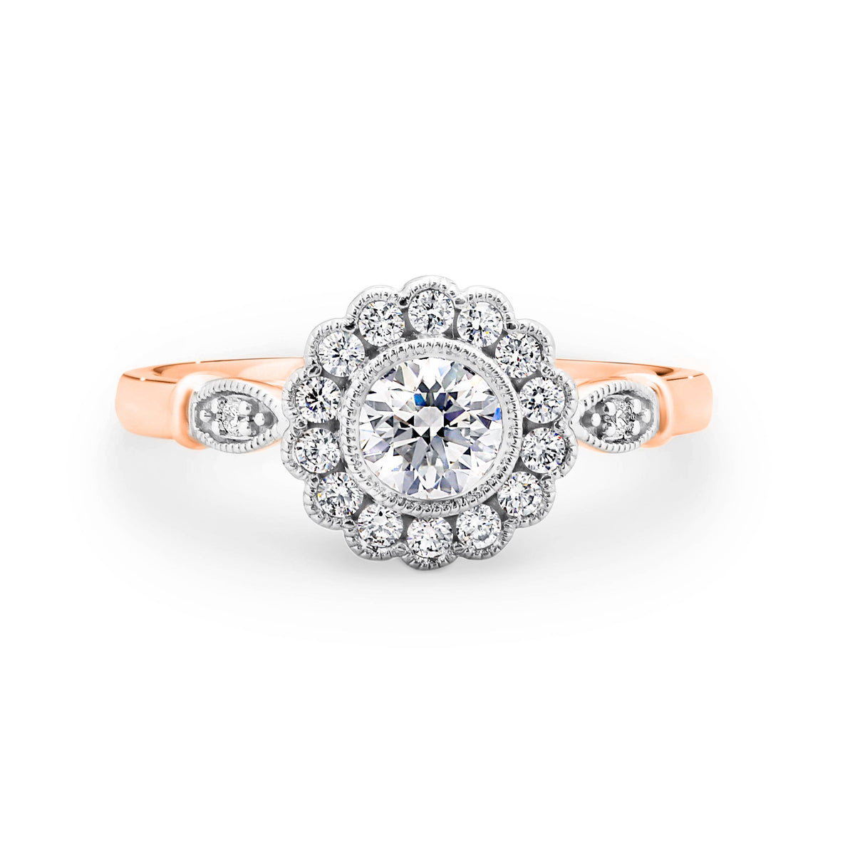 Harriet Diamond Halo Round Brilliant Cut Engagement Ring