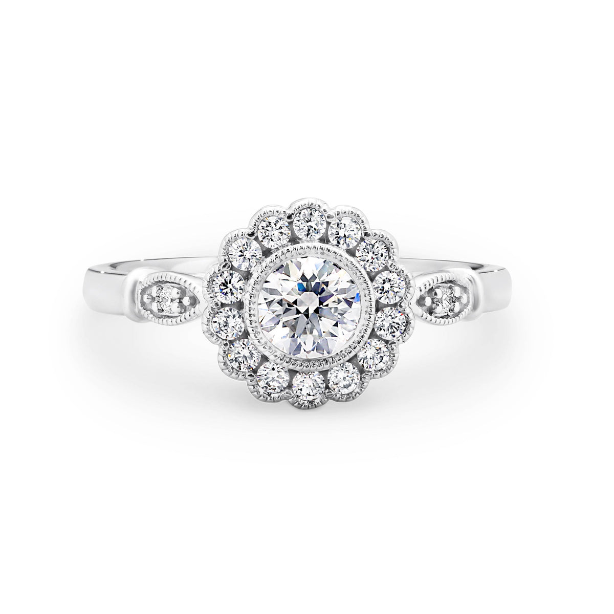 Harriet Diamond Halo Round Brilliant Cut Engagement Ring