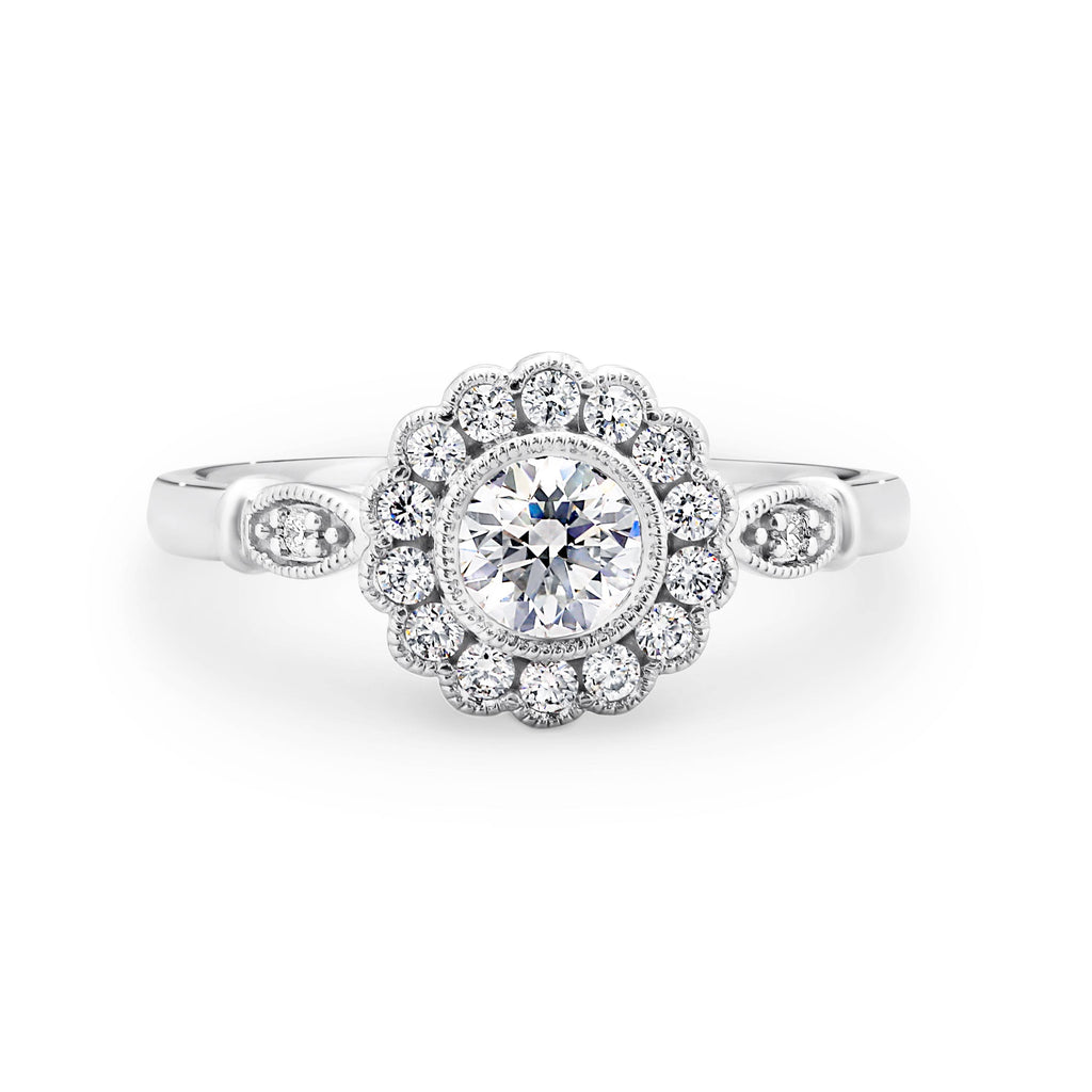 Harriet Diamond Halo Round Brilliant Cut Engagement Ring