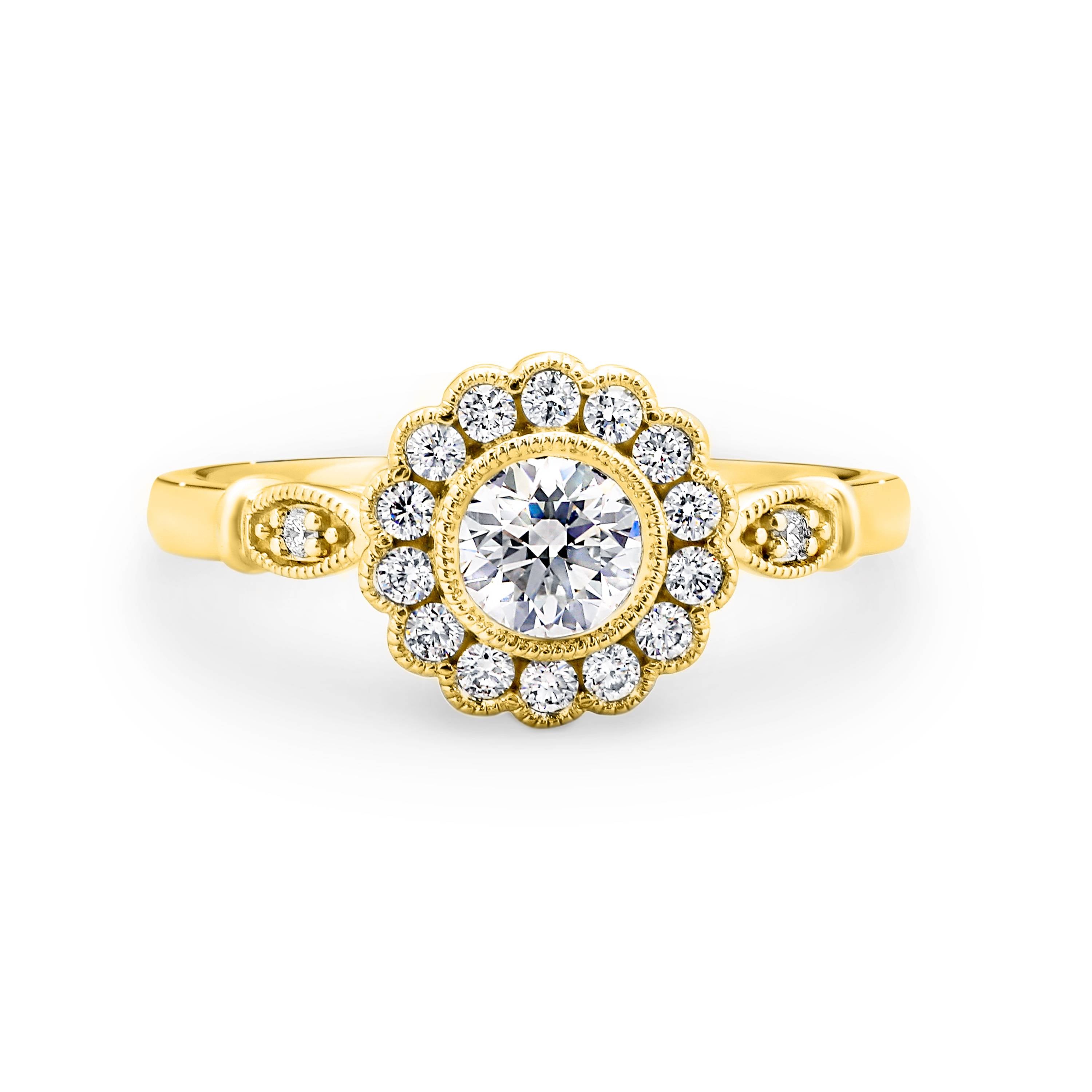 Harriet Diamond Halo Round Brilliant Cut Engagement Ring