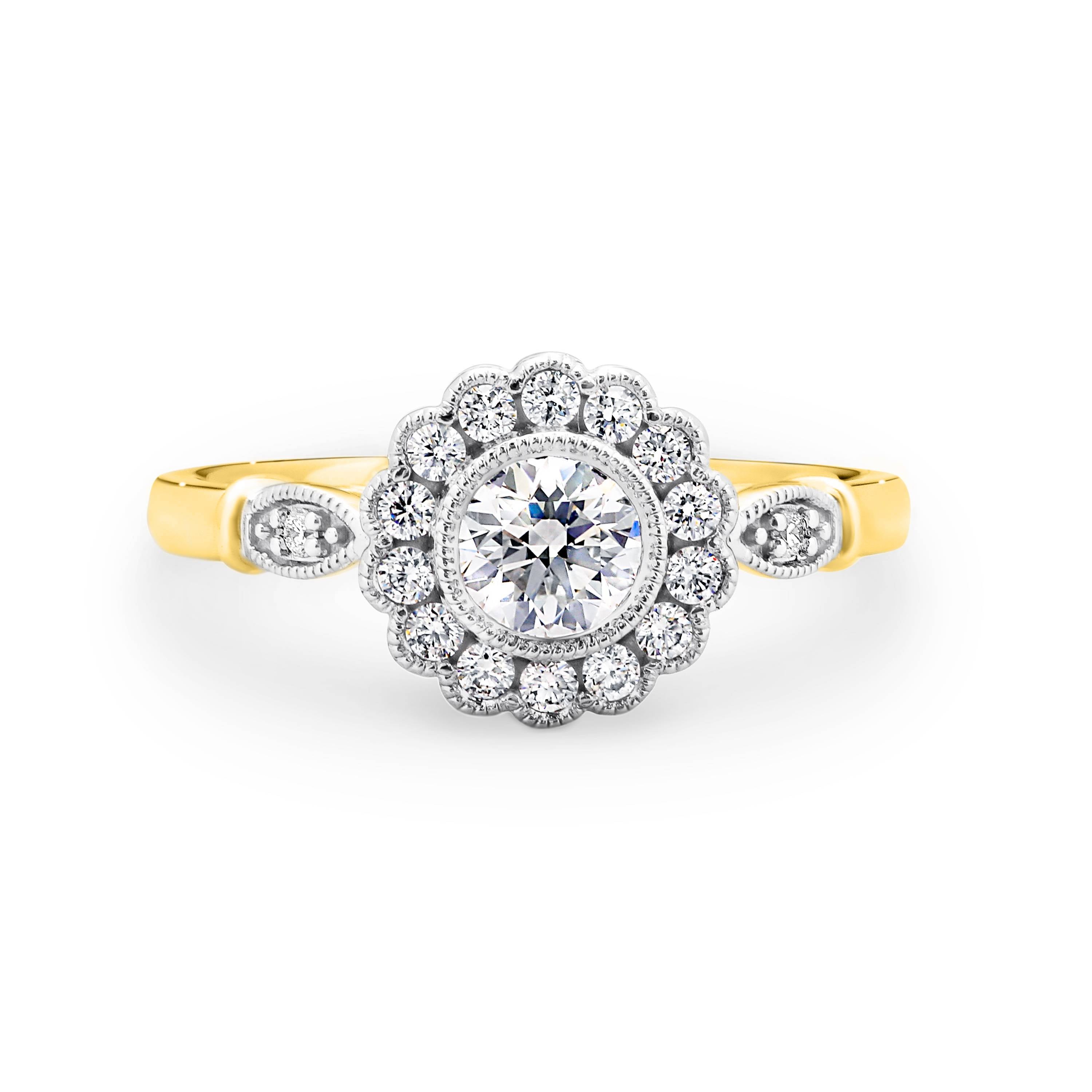 Harriet Diamond Halo Round Brilliant Cut Engagement Ring