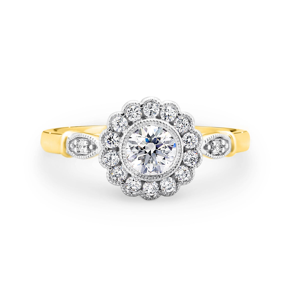 Harriet Diamond Halo Round Brilliant Cut Engagement Ring