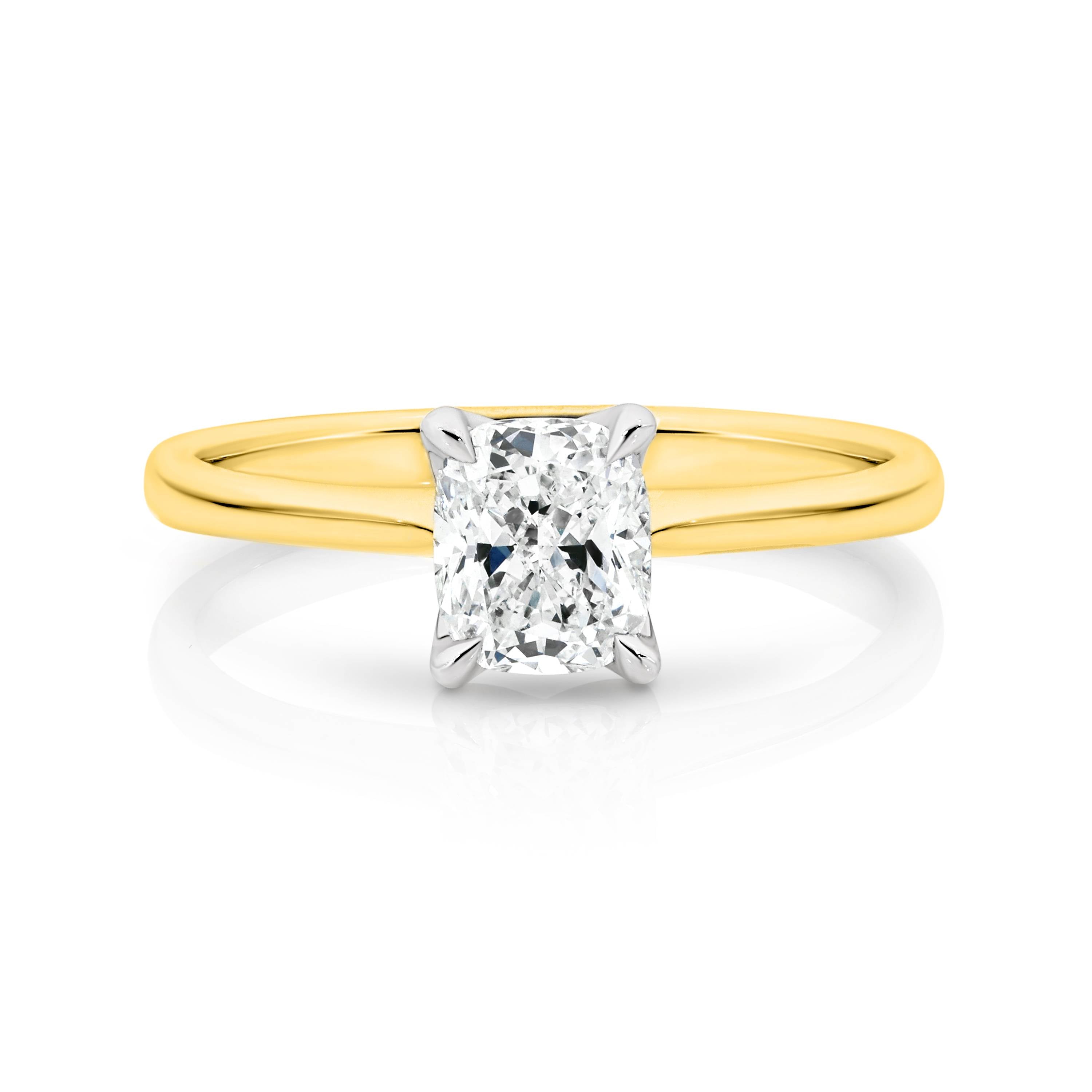 Abigail Diamond Solitaire Long Cushion Cut Engagement Ring