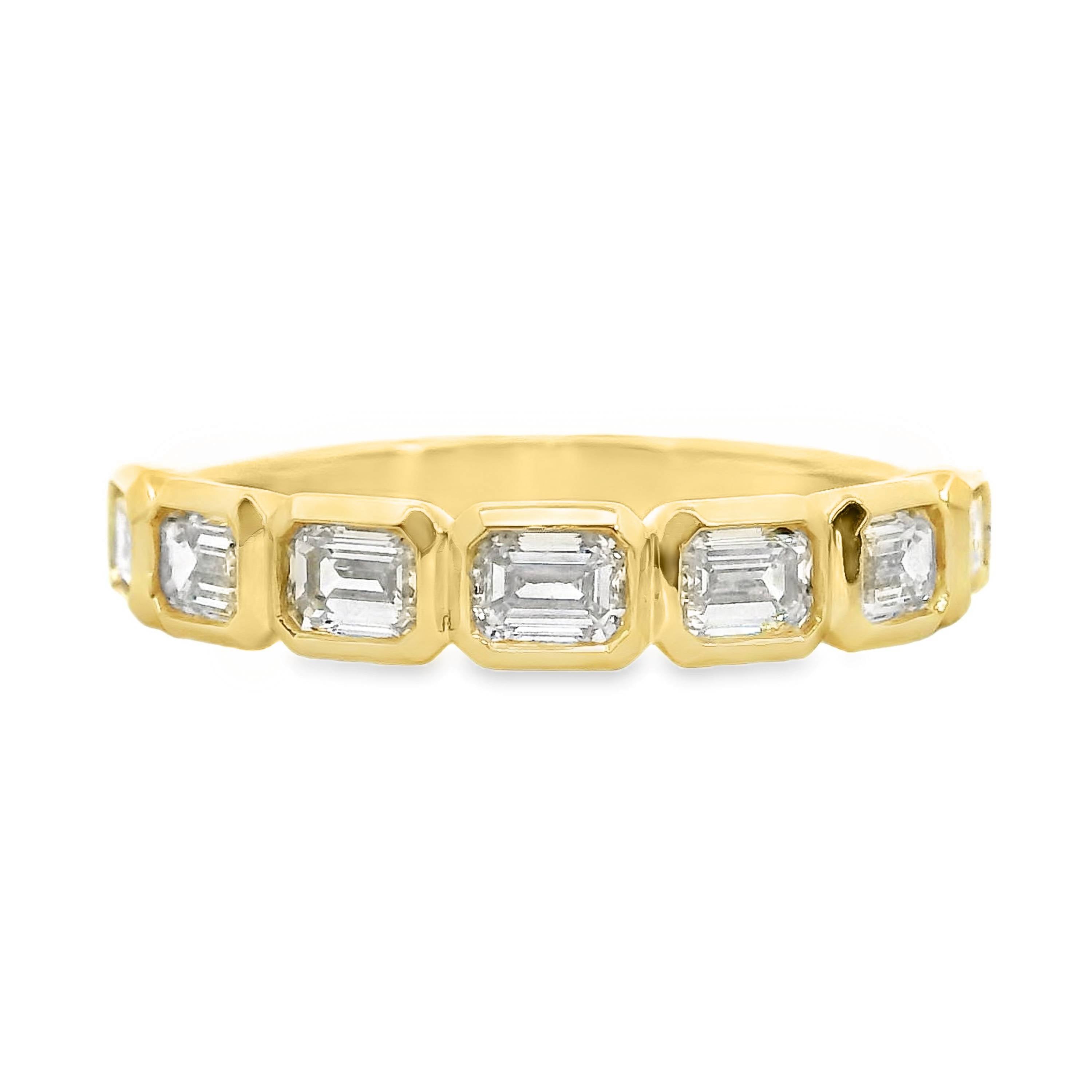 Emerald Cut Diamond Bezel Set Ring End To End