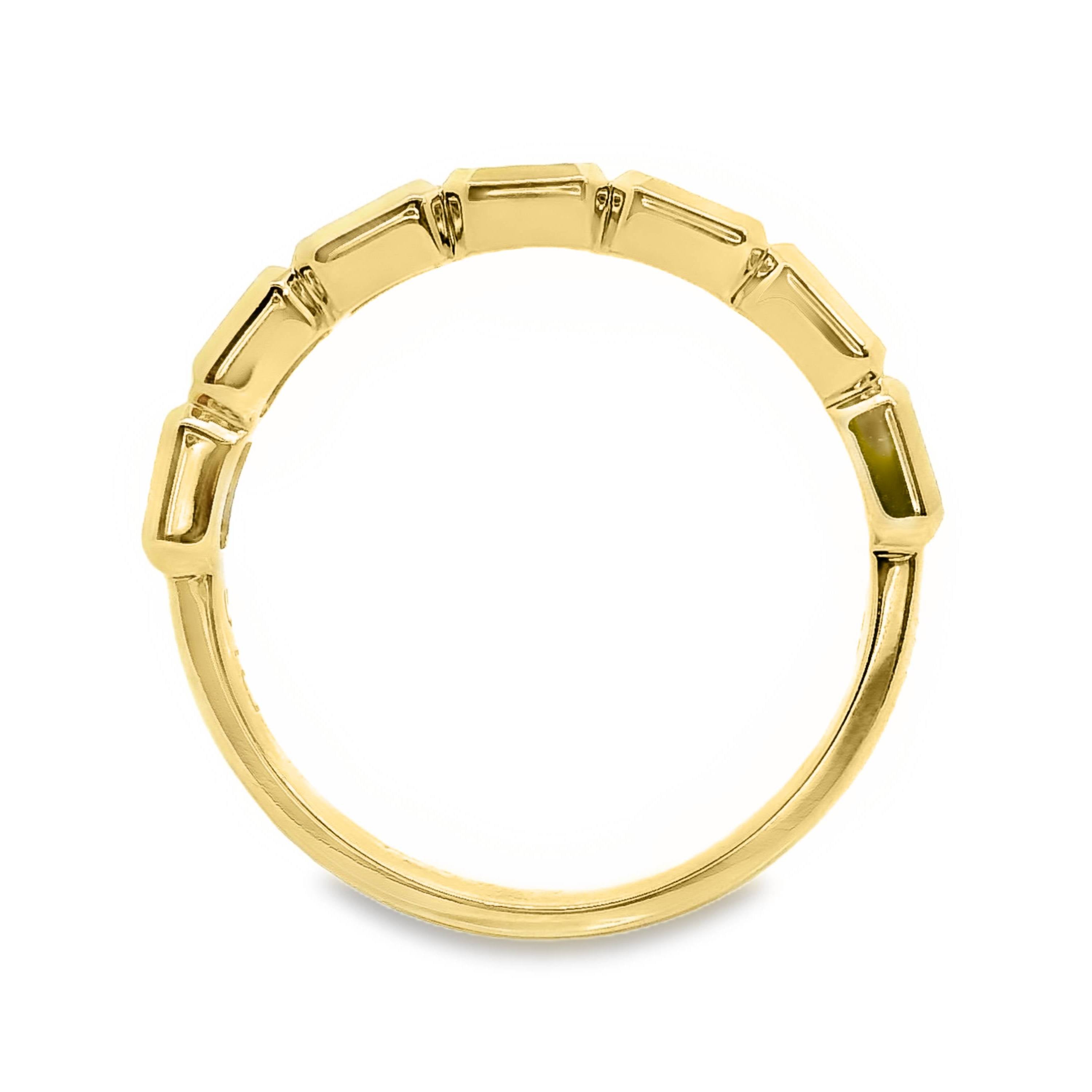 Emerald Cut Diamond Bezel Set Ring End To End