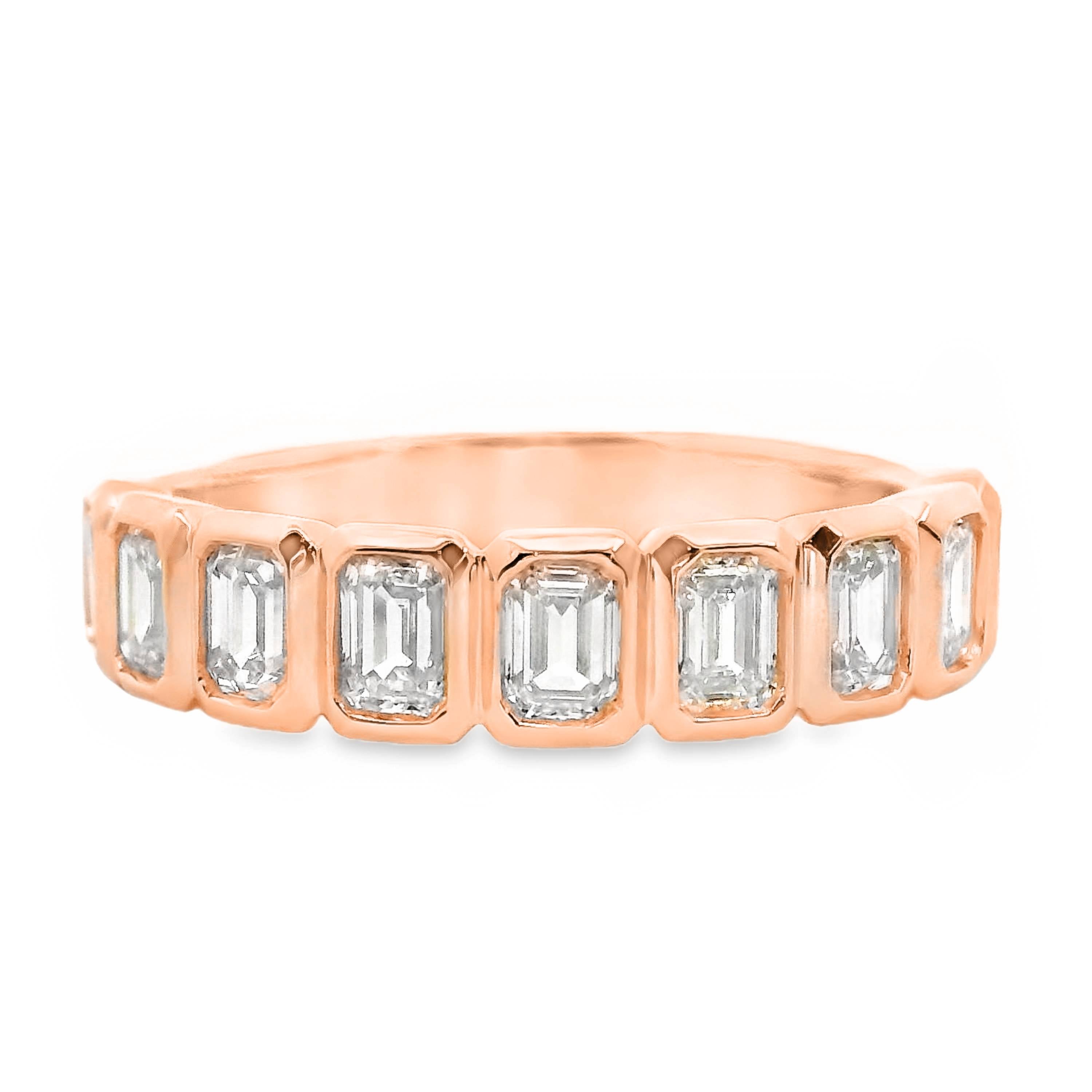 Emerald Cut Diamond Bezel Set Ring Side By Side