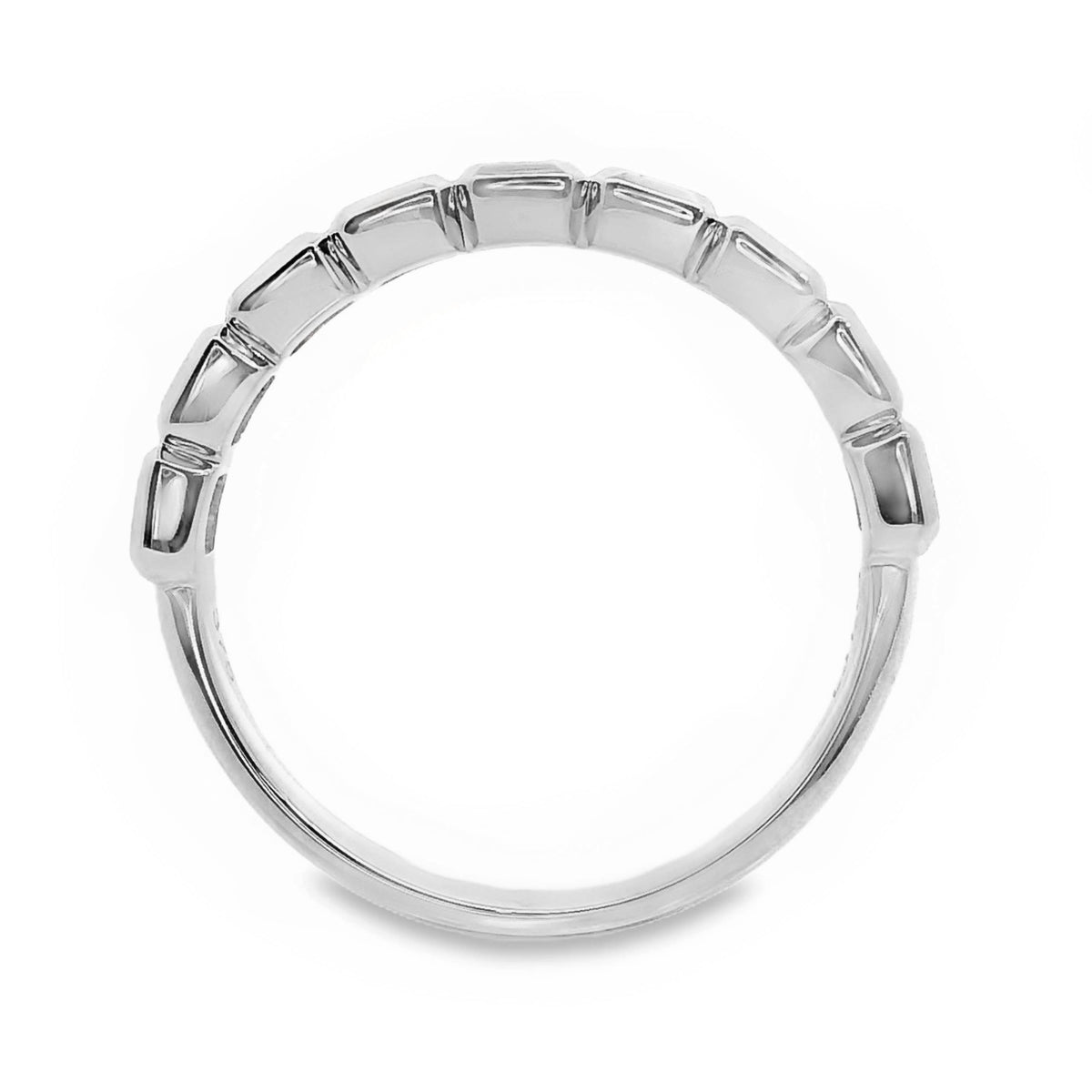 Emerald Cut Diamond Bezel Set Ring Side By Side