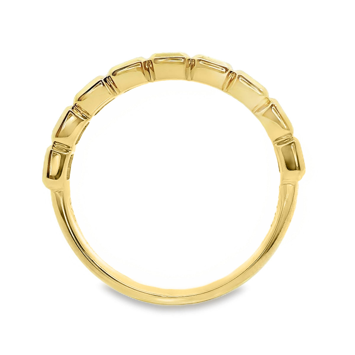 Emerald Cut Diamond Bezel Set Ring Side By Side