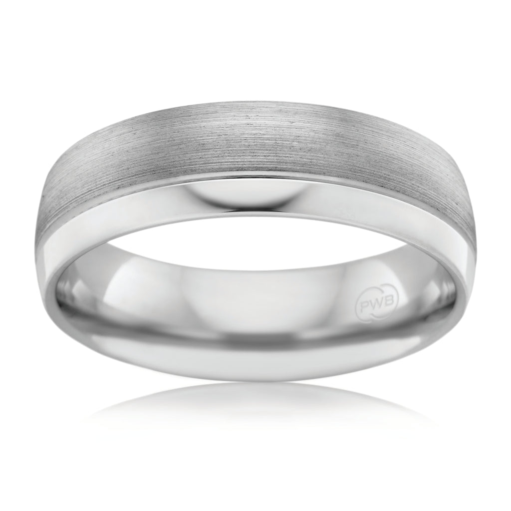 Comfort Wedding Ring with Polished and Brushed Finnish