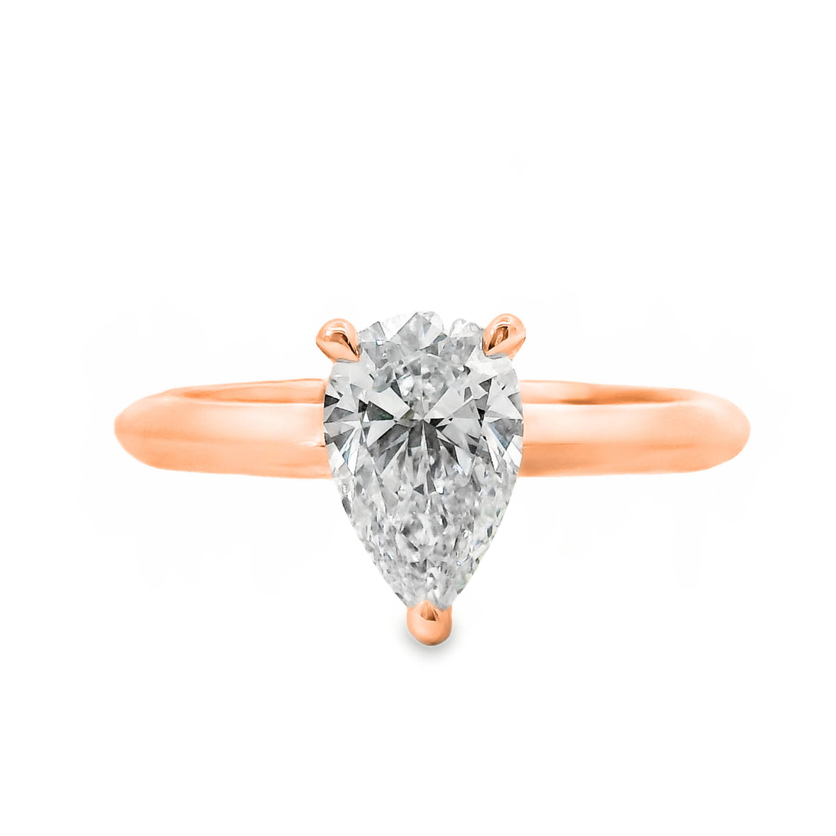 Rose Diamond Solitaire Pear Cut Engagement Ring