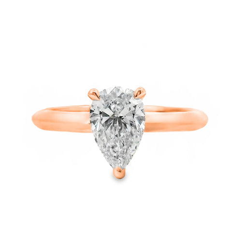 Rose Diamond Solitaire Pear Cut Engagement Ring