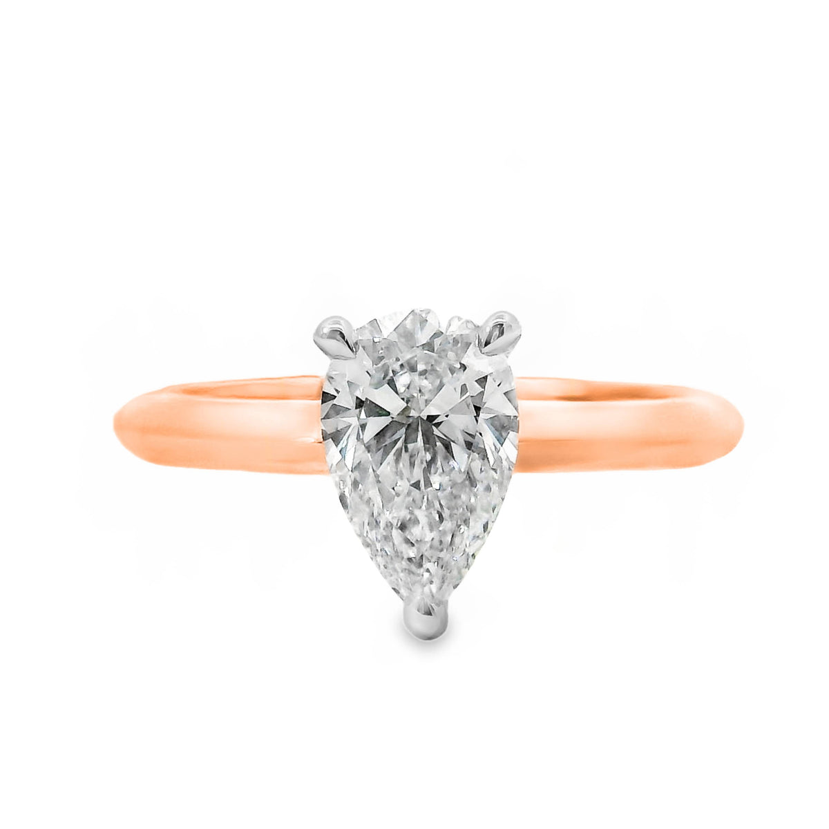 Rose Diamond Solitaire Pear Cut Engagement Ring