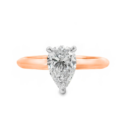 Rose Diamond Solitaire Pear Cut Engagement Ring