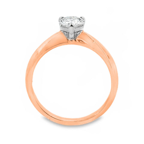 Rose Diamond Solitaire Pear Cut Engagement Ring