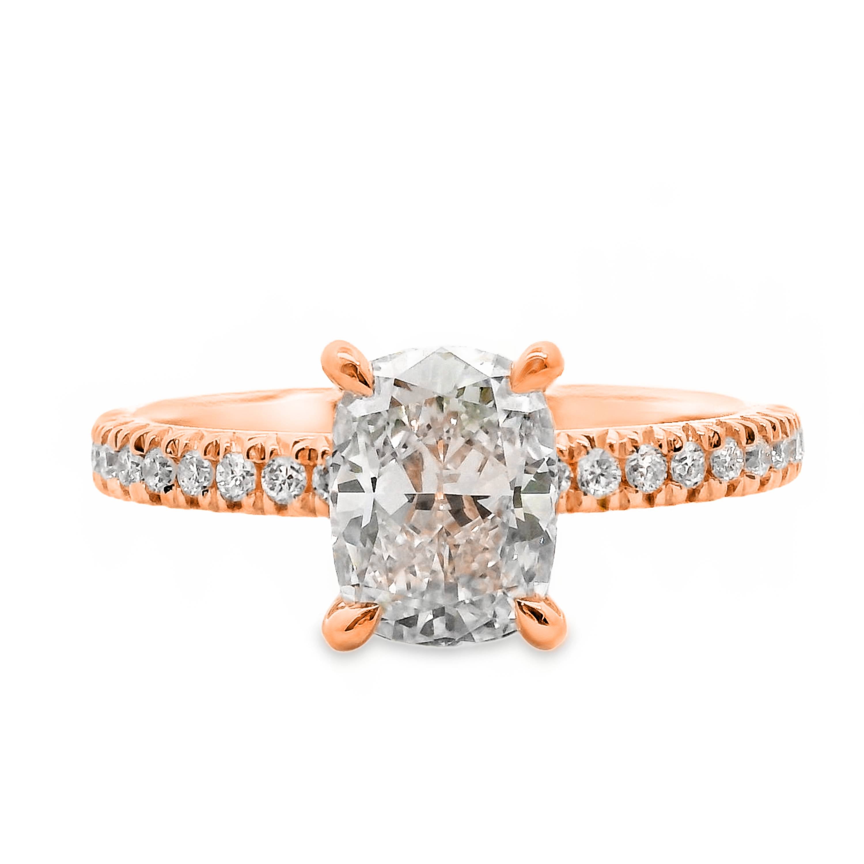 Elsie Diamond Hidden Halo Cussion Cut Engagement Ring