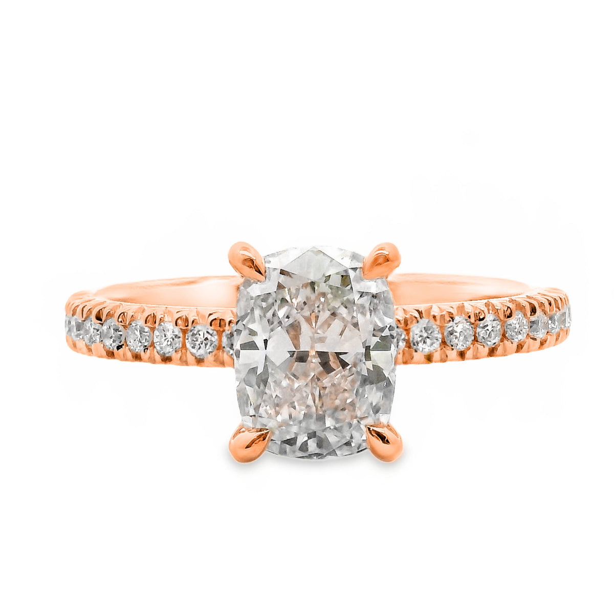Elsie Diamond Hidden Halo Cussion Cut Engagement Ring