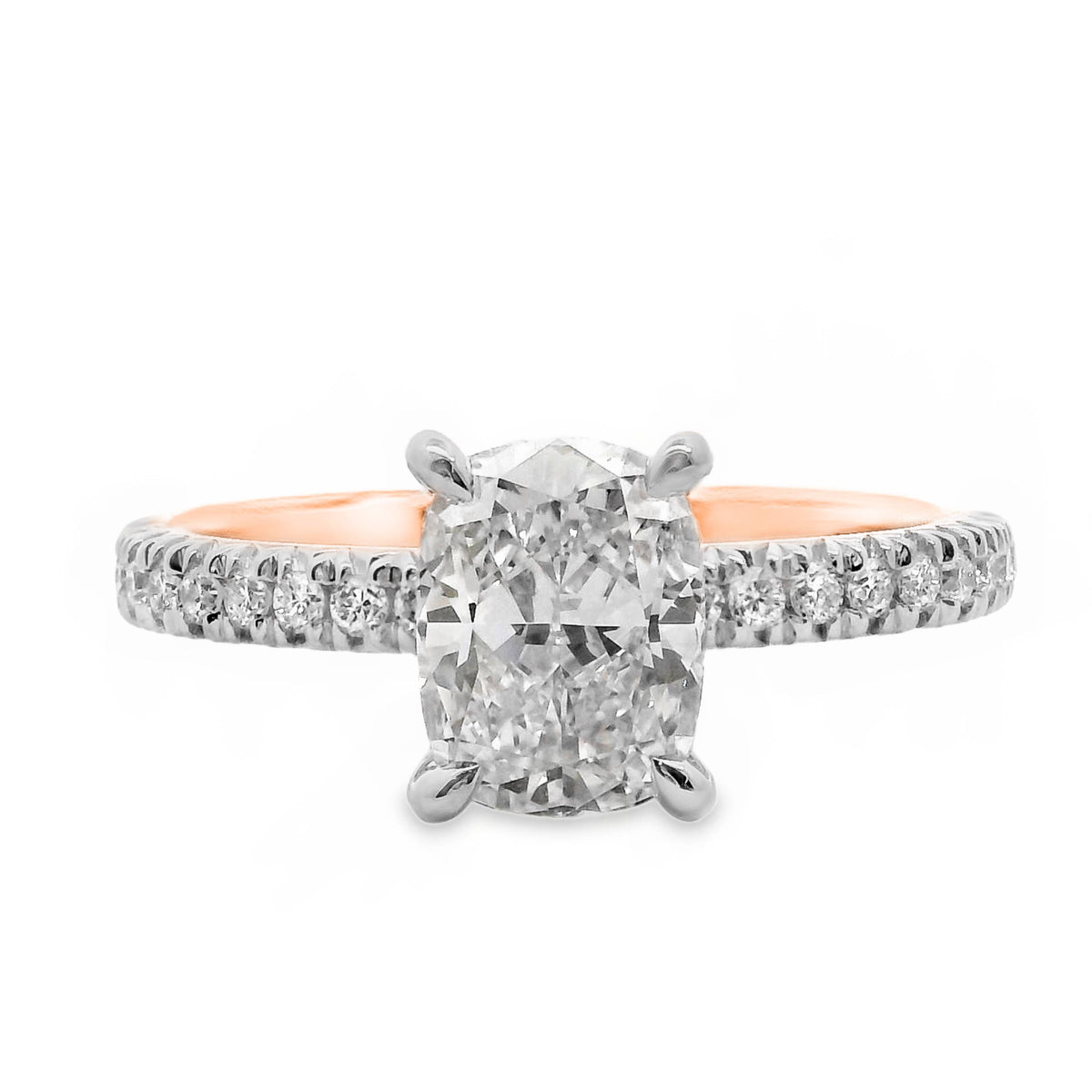 Elsie Diamond Hidden Halo Cussion Cut Engagement Ring