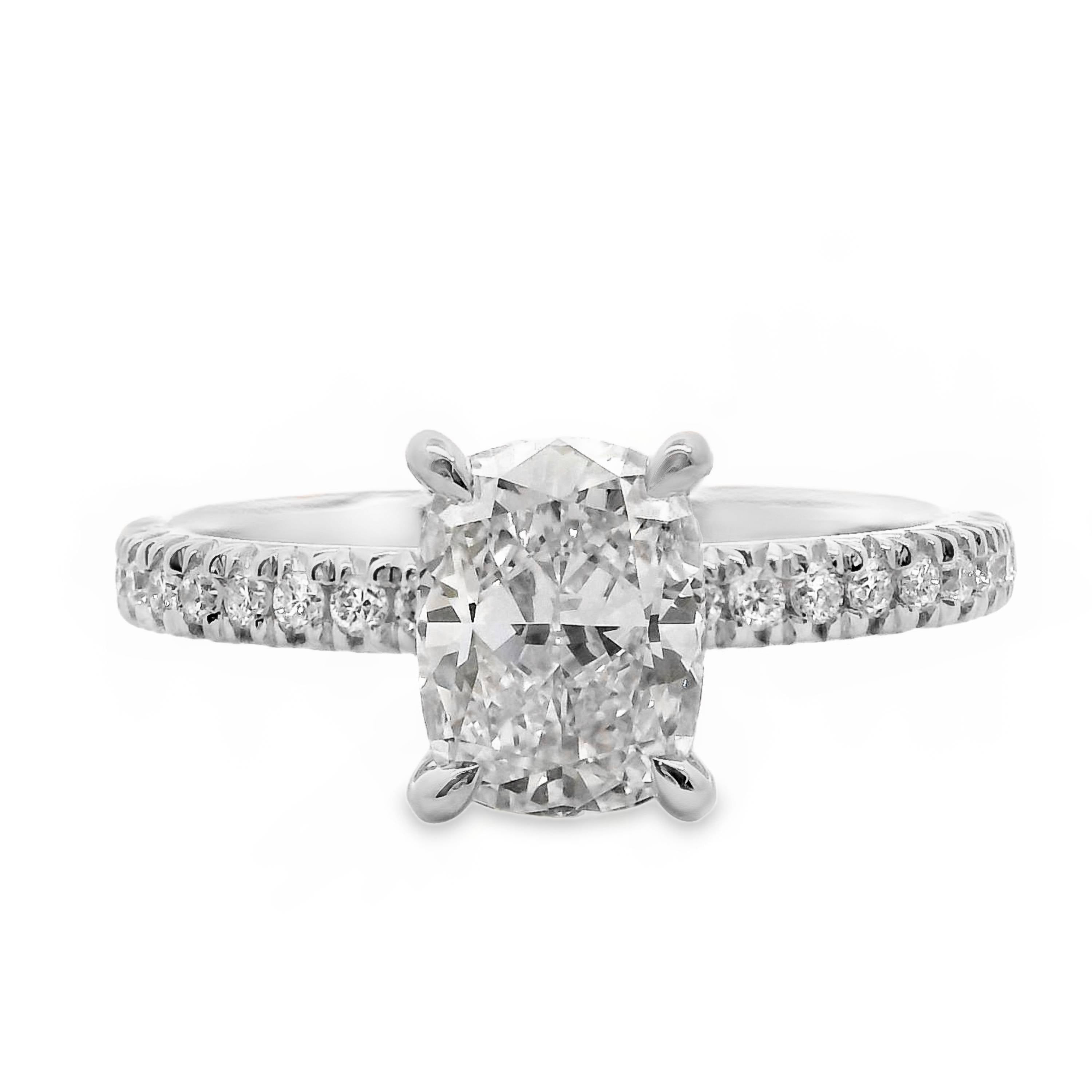 Elsie Lab Grown Diamond Hidden Halo Cussion Cut Engagement Ring