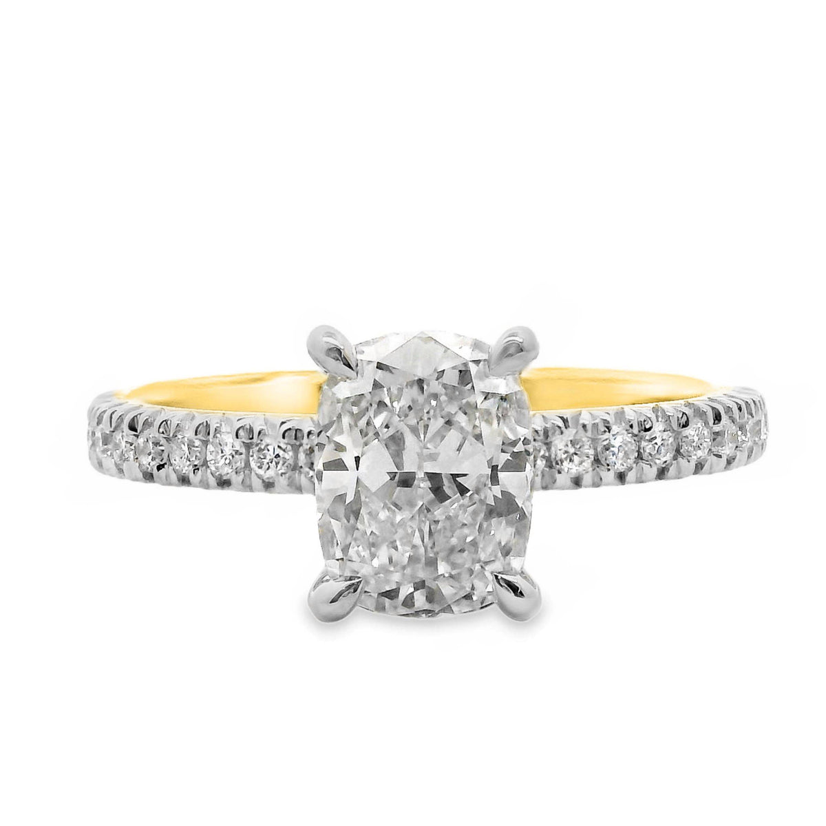 Elsie Diamond Hidden Halo Cussion Cut Engagement Ring