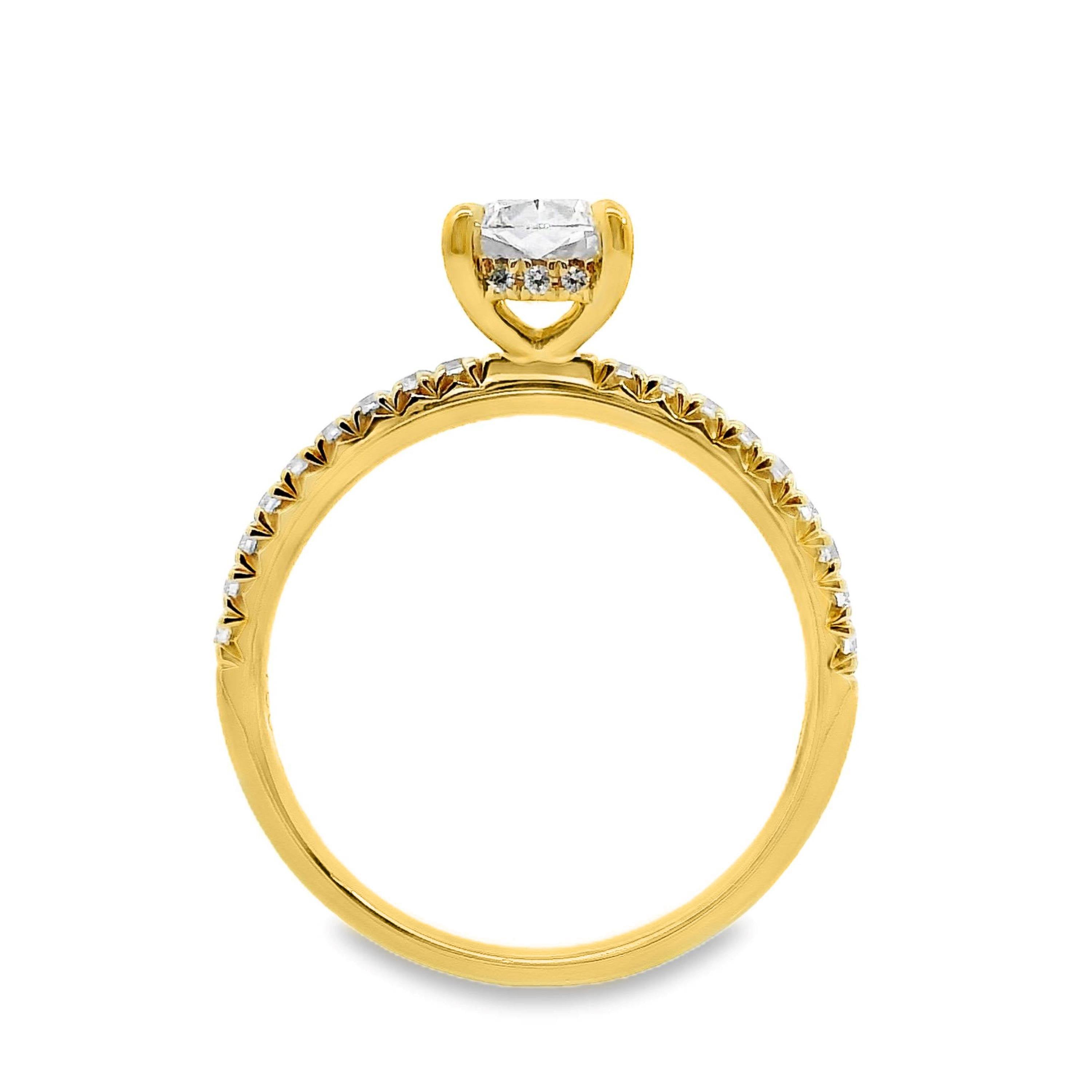 Elsie Diamond Hidden Halo Cussion Cut Engagement Ring