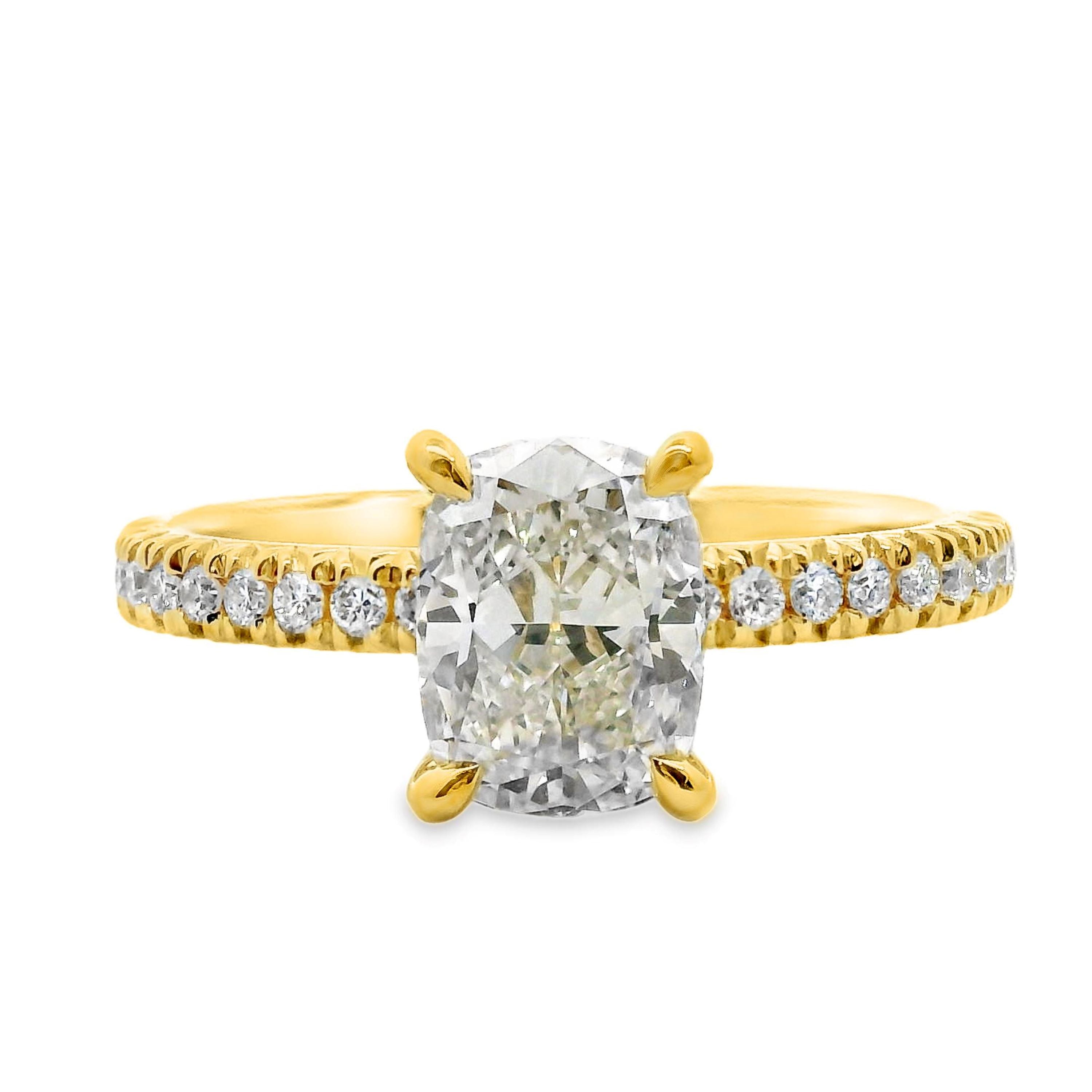 Elsie Diamond Hidden Halo Cussion Cut Engagement Ring