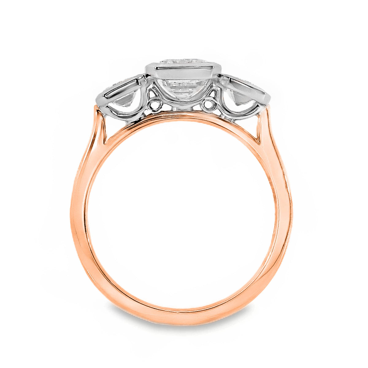 London Lab Grown Diamond Trilogy Emerald Cut Engagement Ring