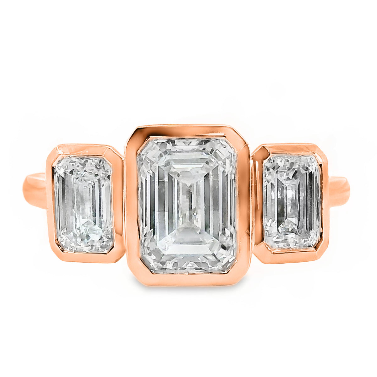 London Diamond Trilogy Emerald Cut Engagement Ring