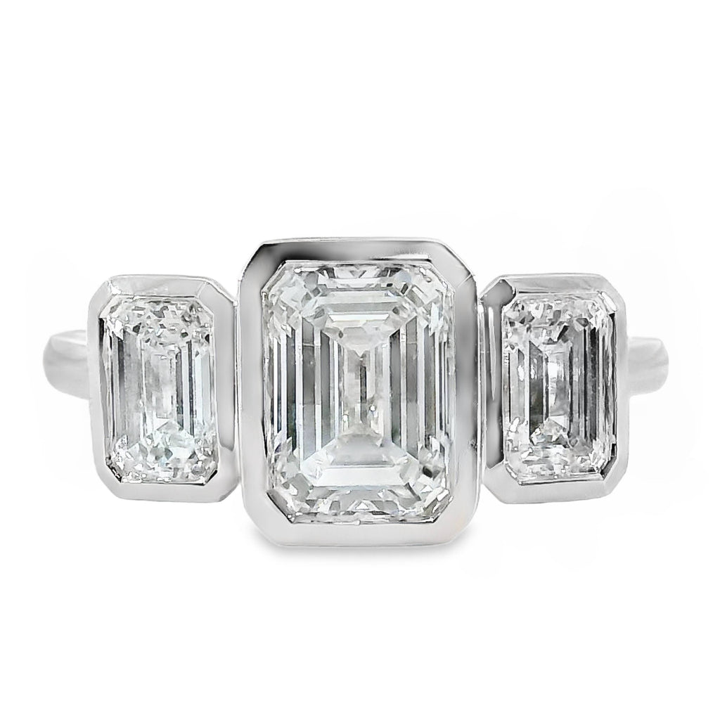 London Diamond Trilogy Emerald Cut Engagement Ring