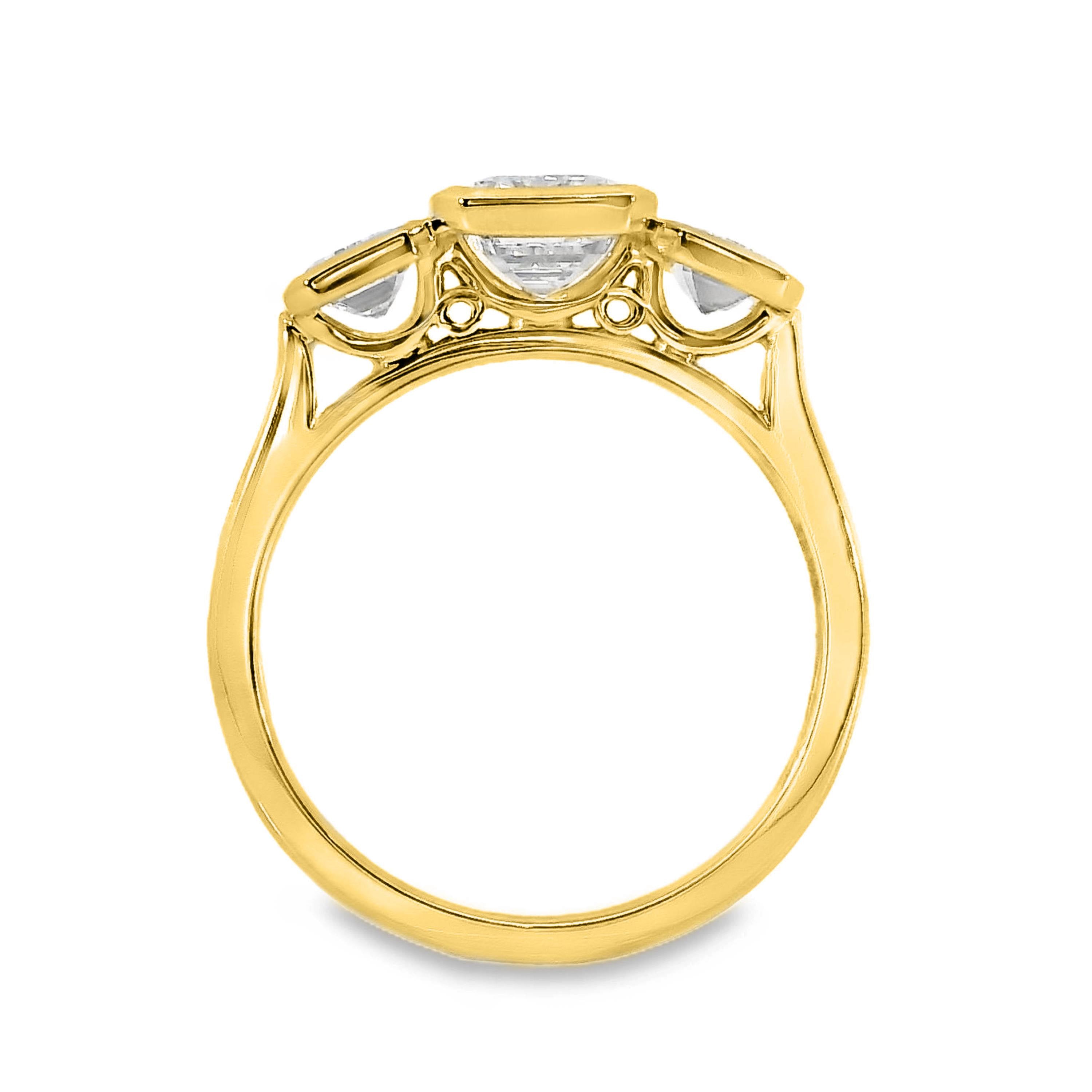 London Diamond Trilogy Emerald Cut Engagement Ring