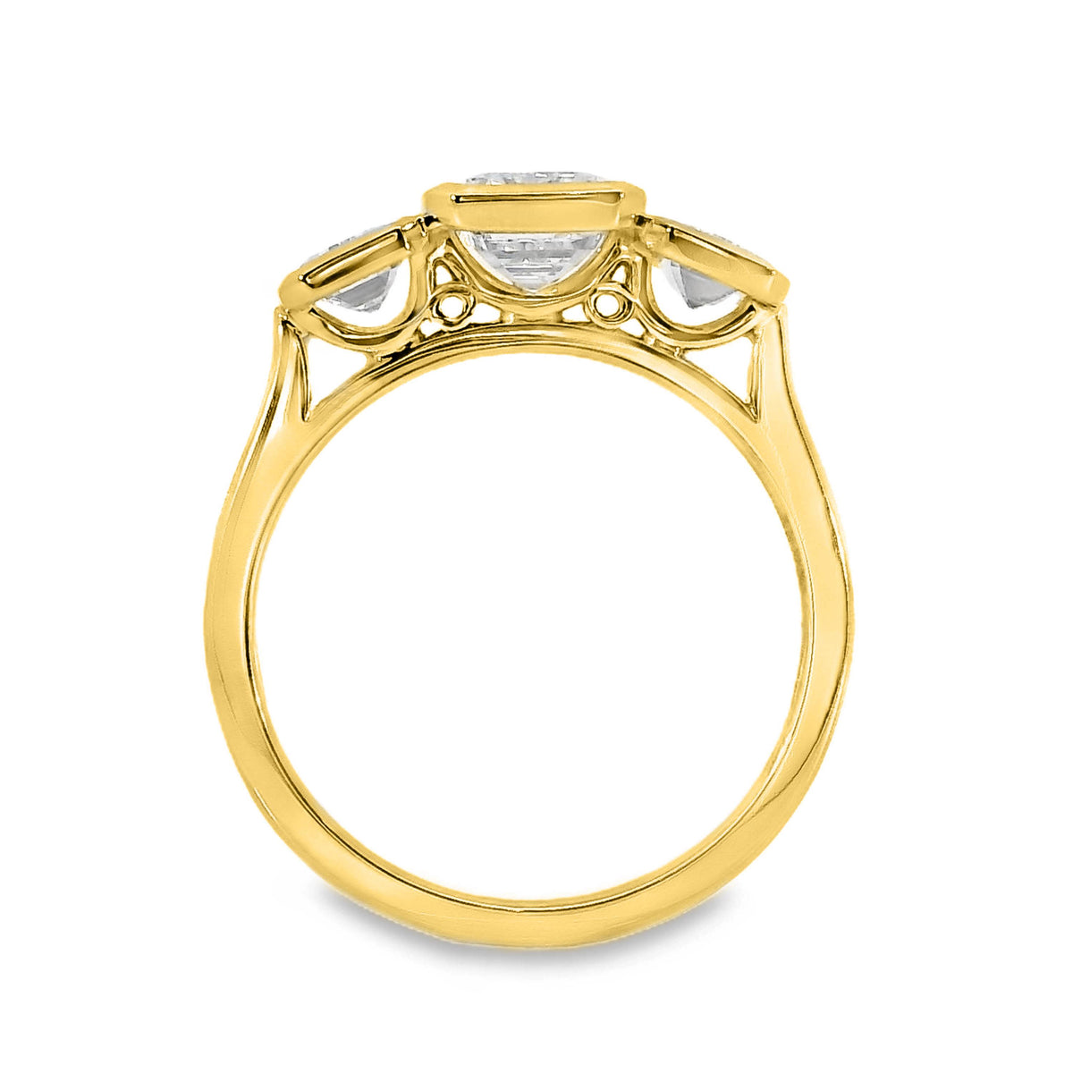 London Lab Grown Diamond Trilogy Emerald Cut Engagement Ring