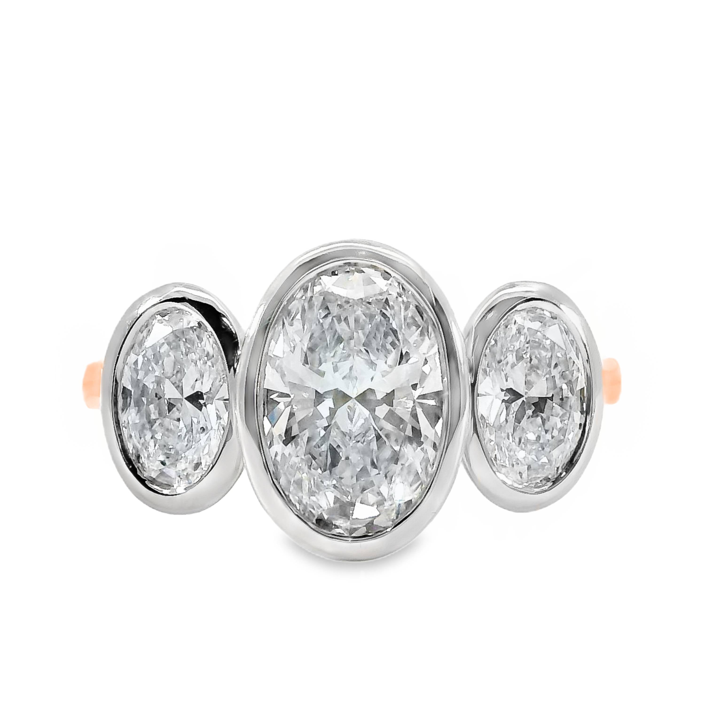 Tabitha Diamond Trilogy Oval Cut Engagement Ring