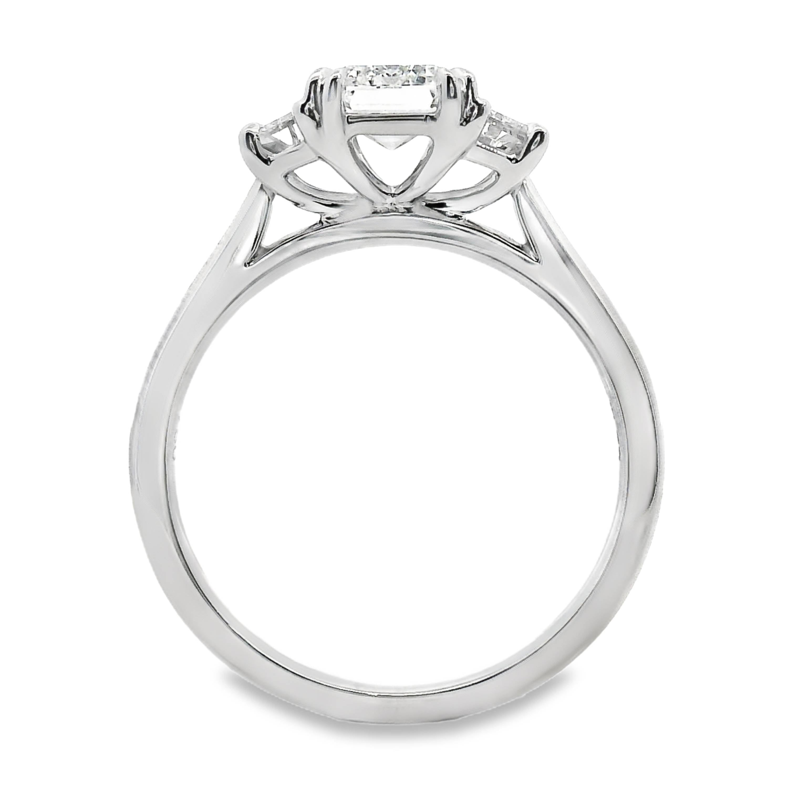 Adelaide Lab Grown Diamond Trilogy Emerald Cut Engagement Ring