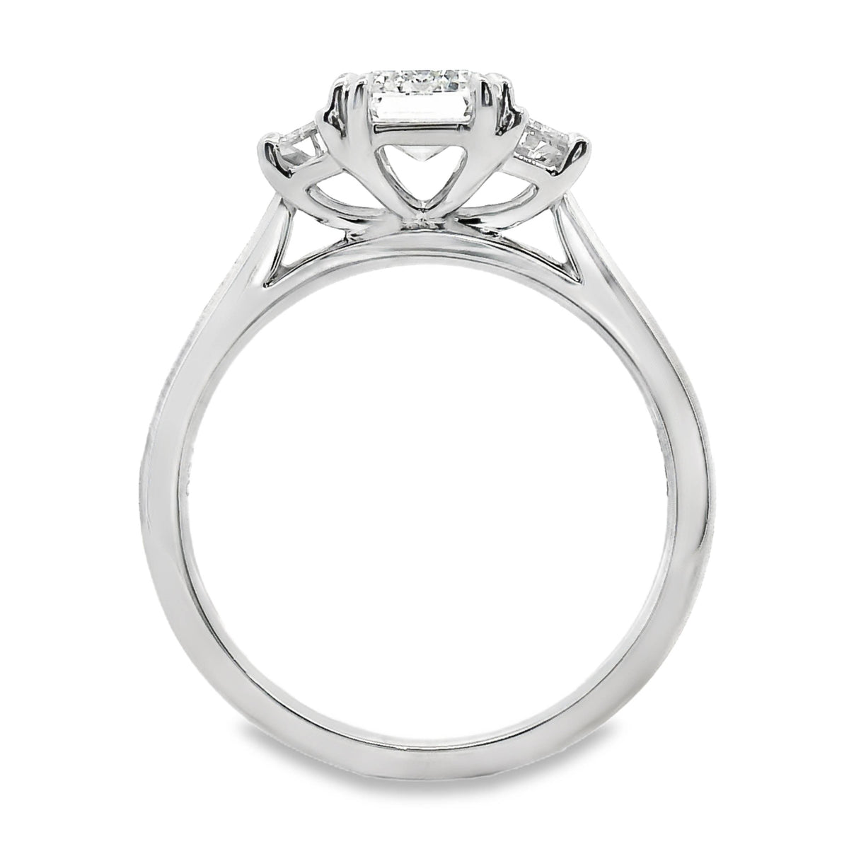 Adelaide Lab Grown Diamond Trilogy Emerald Cut Engagement Ring