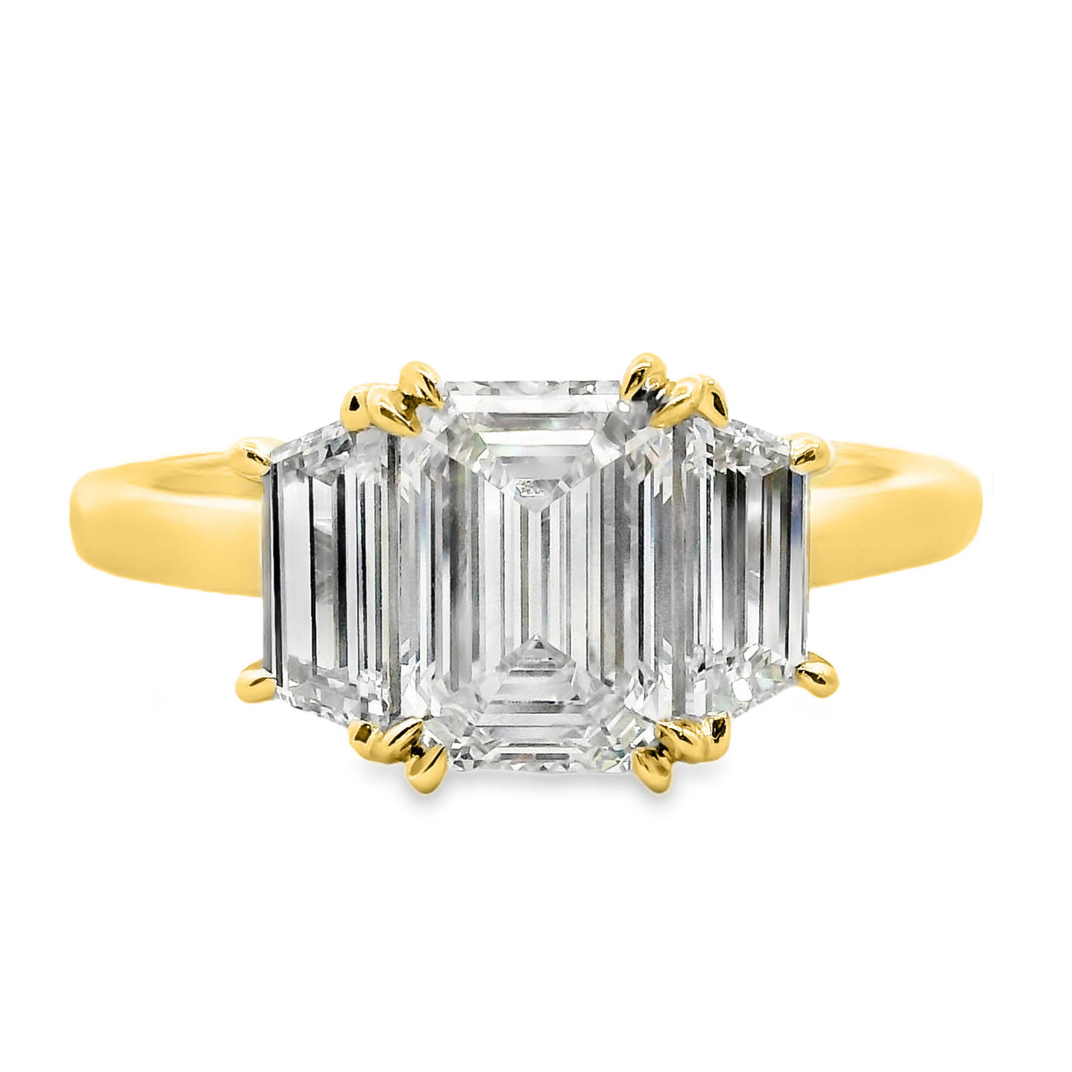 Adelaide Lab Grown Diamond Trilogy Emerald Cut Engagement Ring