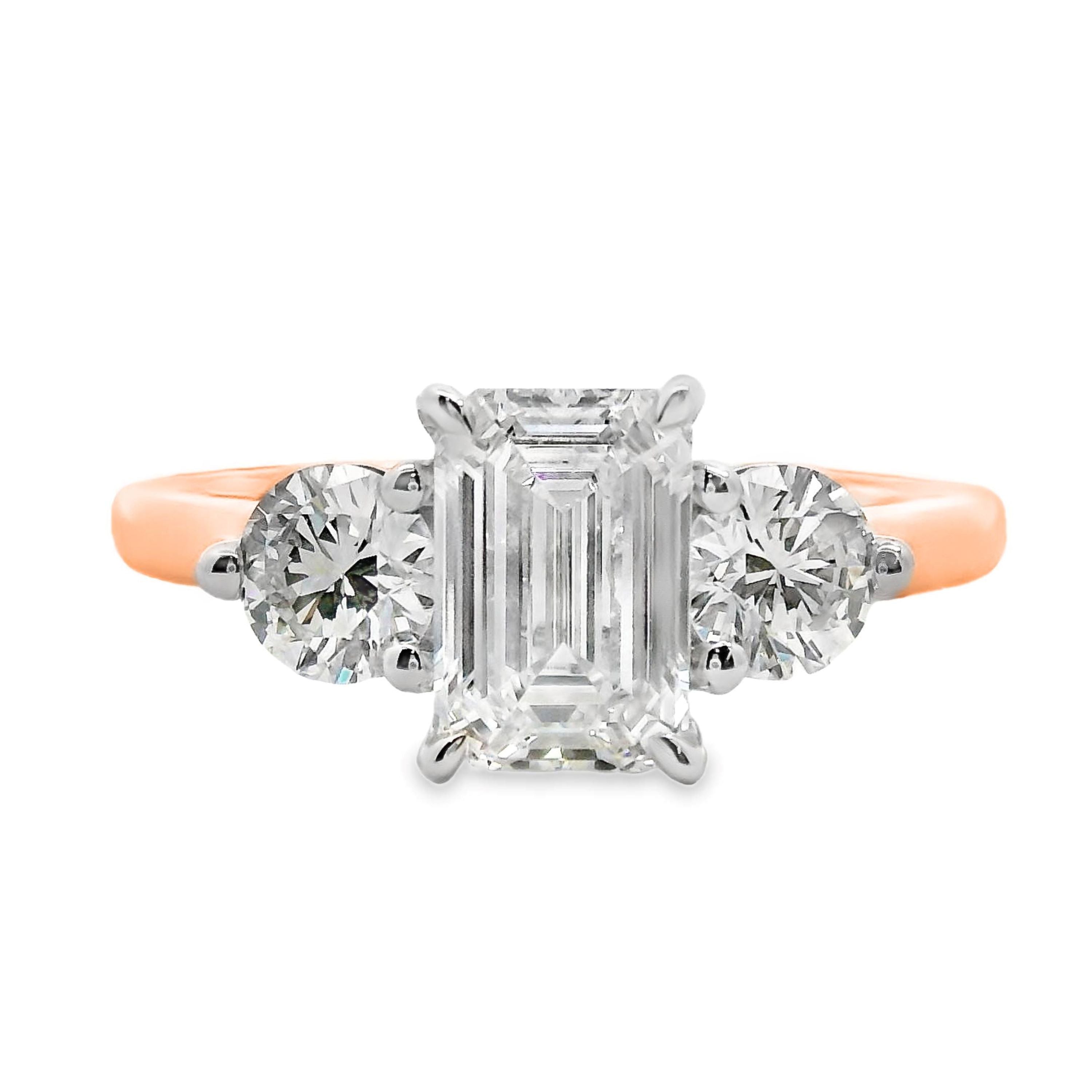 Lottie Lab Grown Diamond Trilogy Emerald Cut Engagement Ring