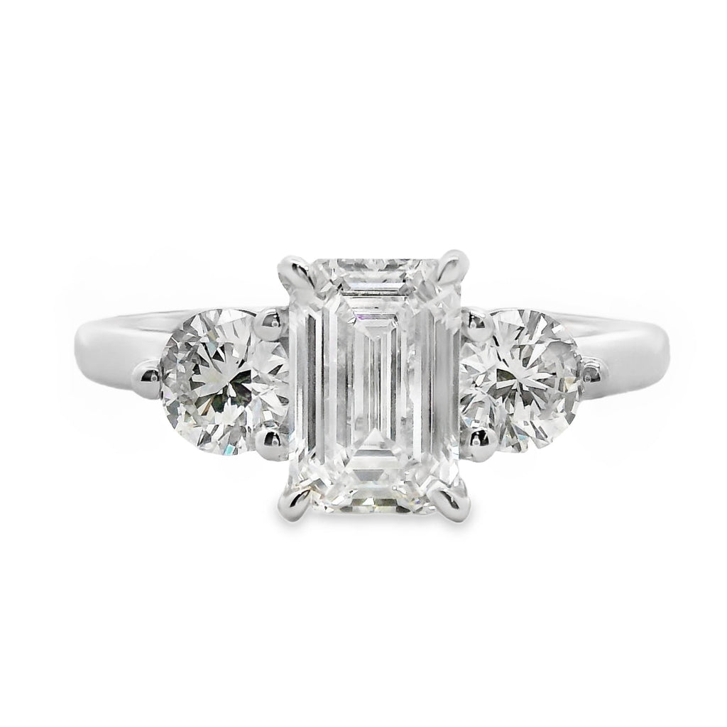 Lottie Diamond Trilogy Emerald Cut Engagement Ring