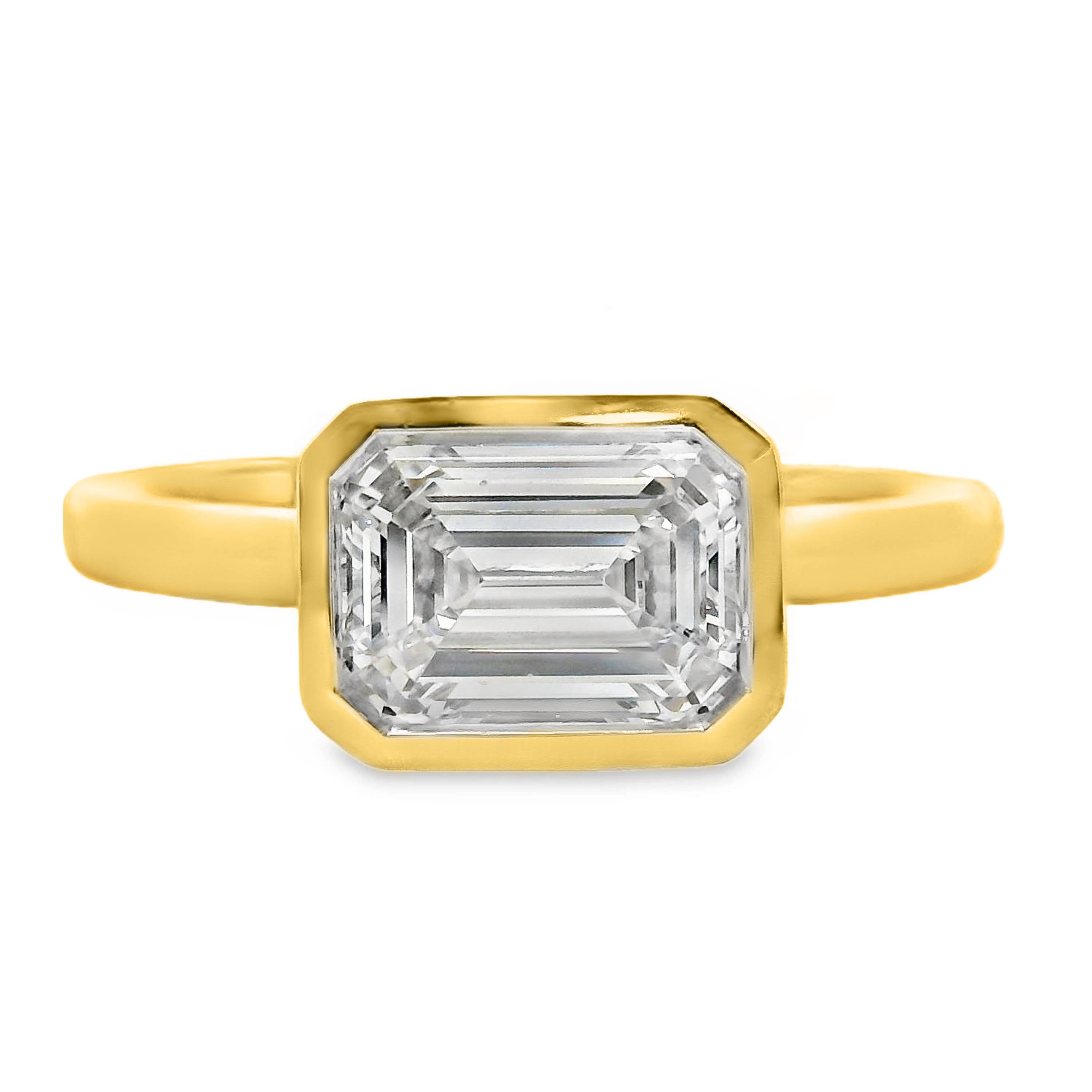 Mara Diamond Solitaire Emerald Cut Engagement Ring