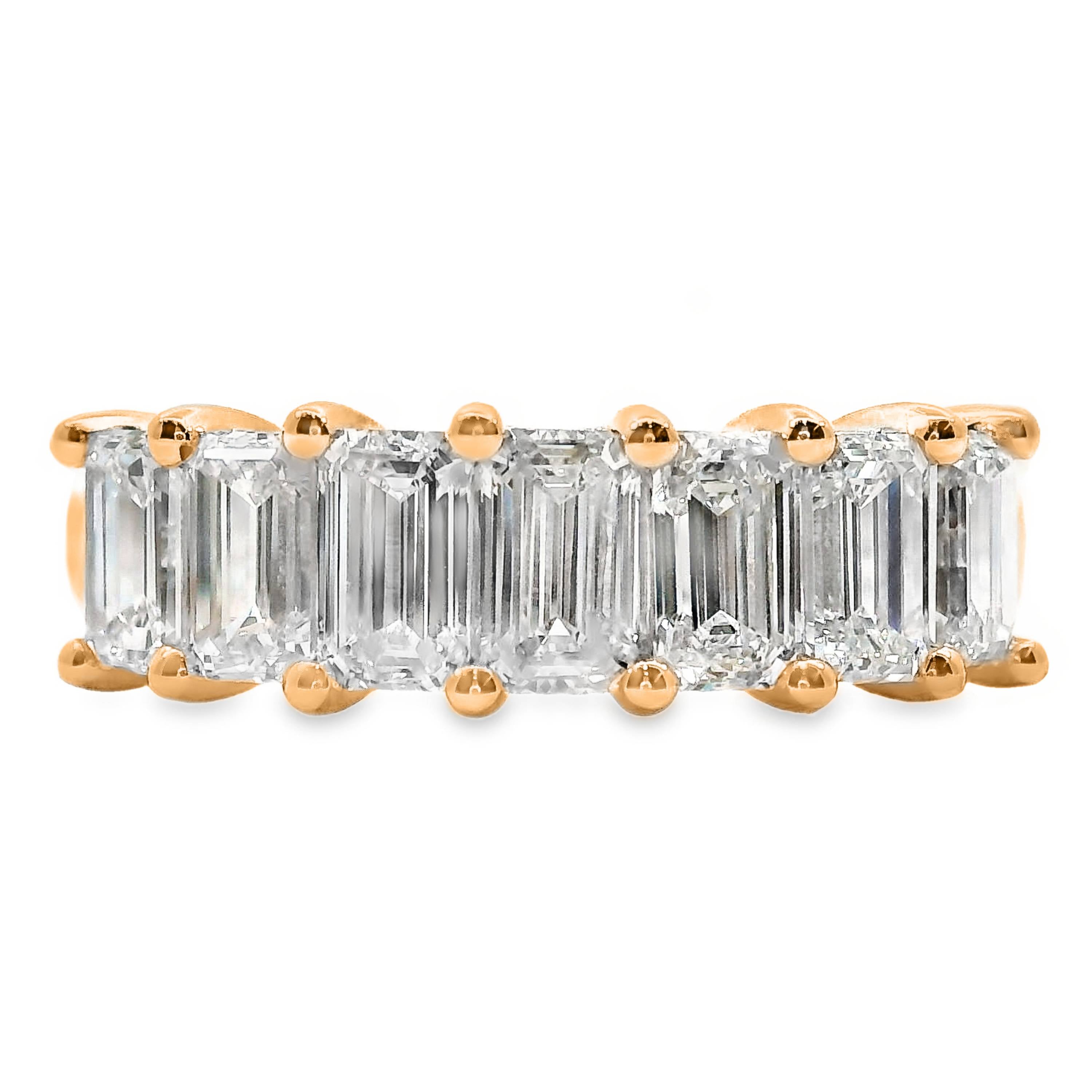 Iris Emerald Cut 7 Diamond Ring