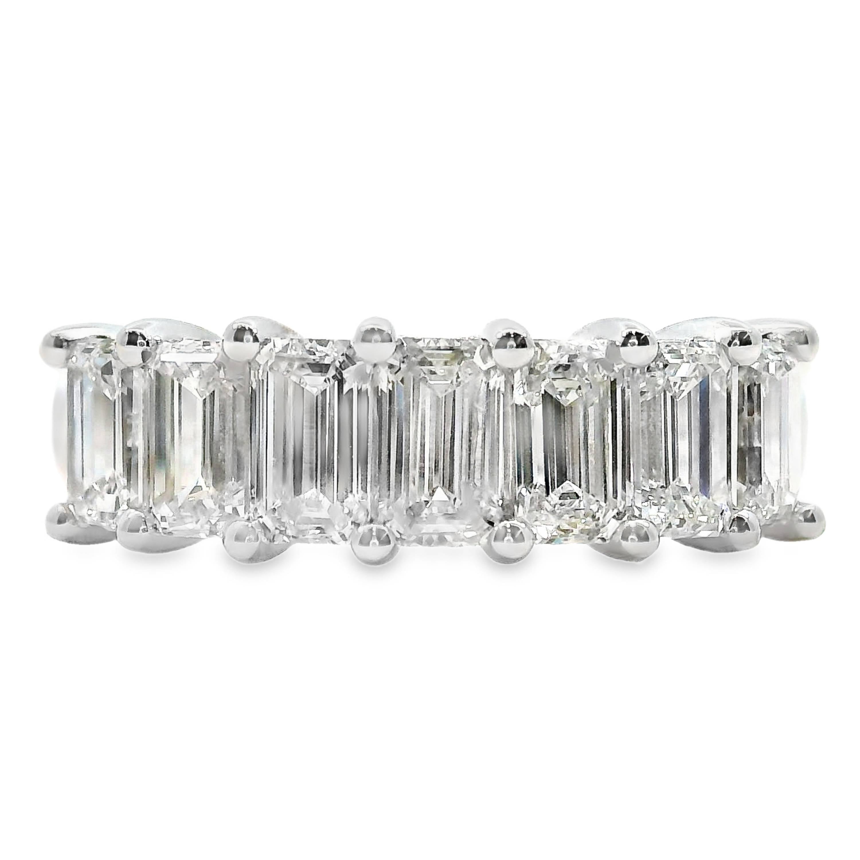 Iris Emerald Cut 7 Diamond Ring