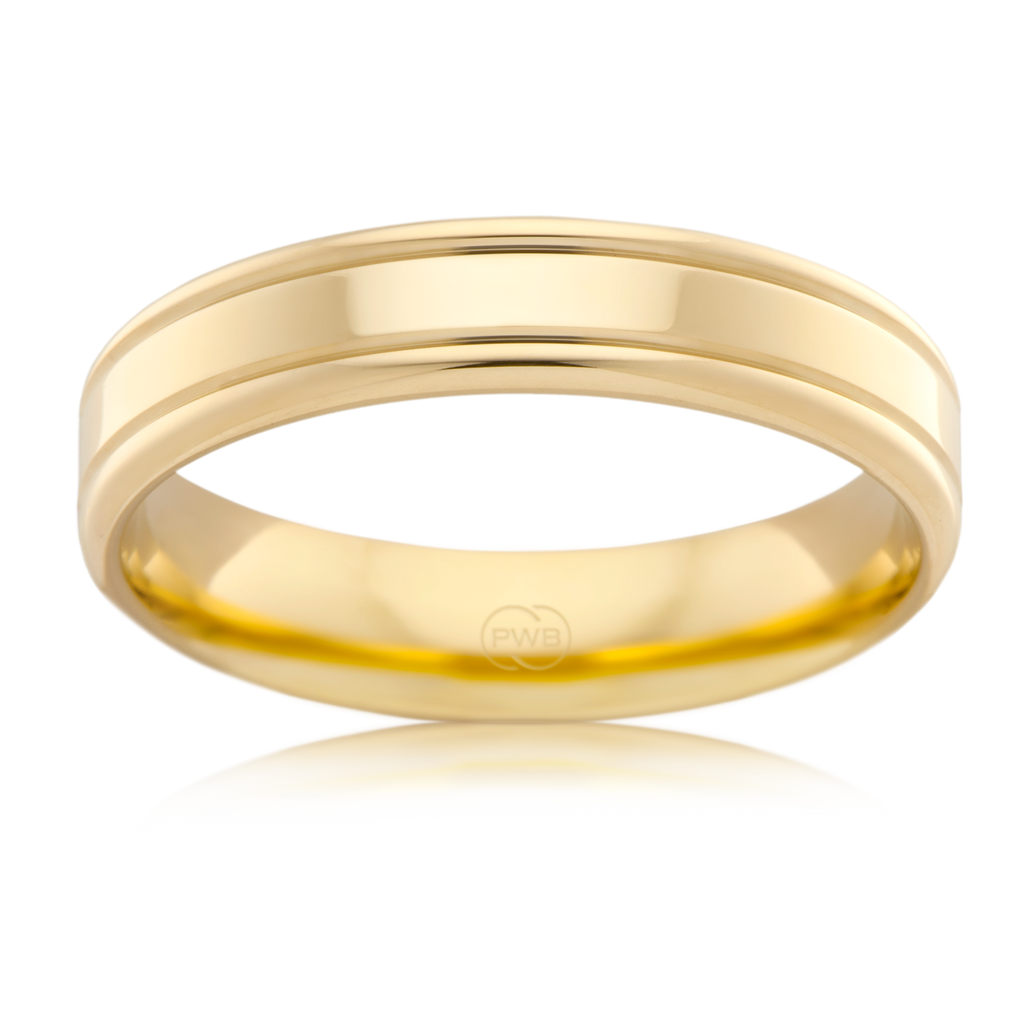 Patterned Yellow Gold wedding Ring