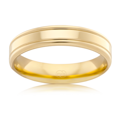 Patterned Yellow Gold wedding Ring