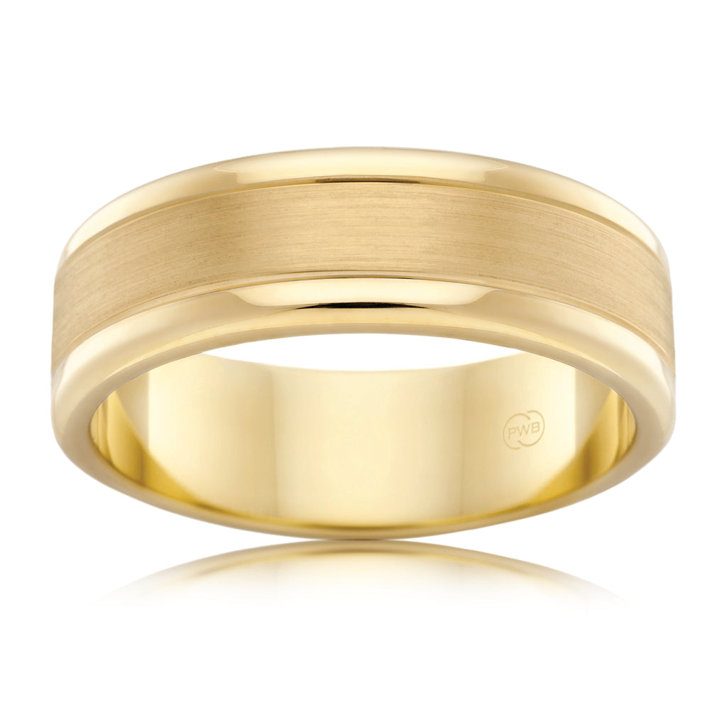 Classic Yellow Gold Brushed Centre Wedding Ring