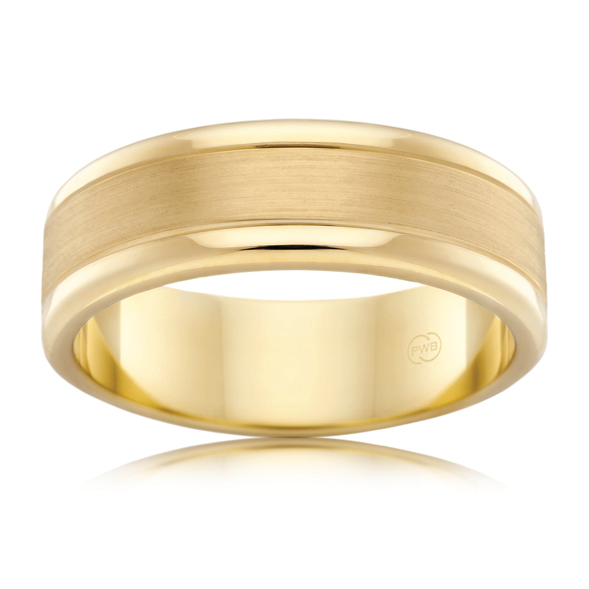 Classic White Gold Brushed Centre Wedding Ring