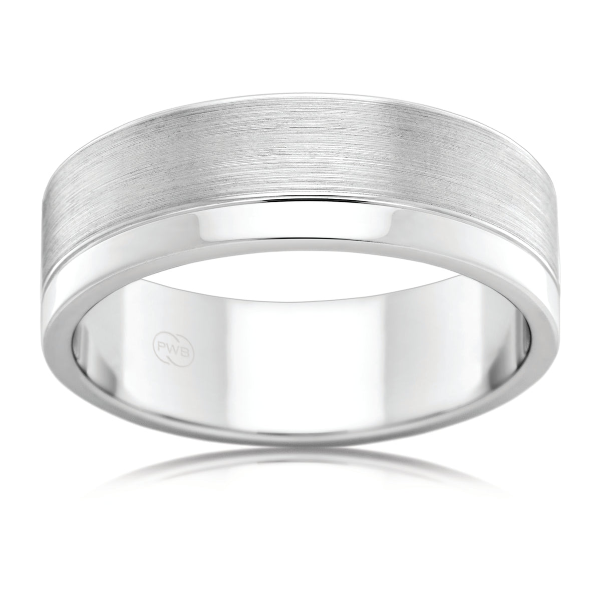 White Gold Brushed and Polished Finish Wedding Ring