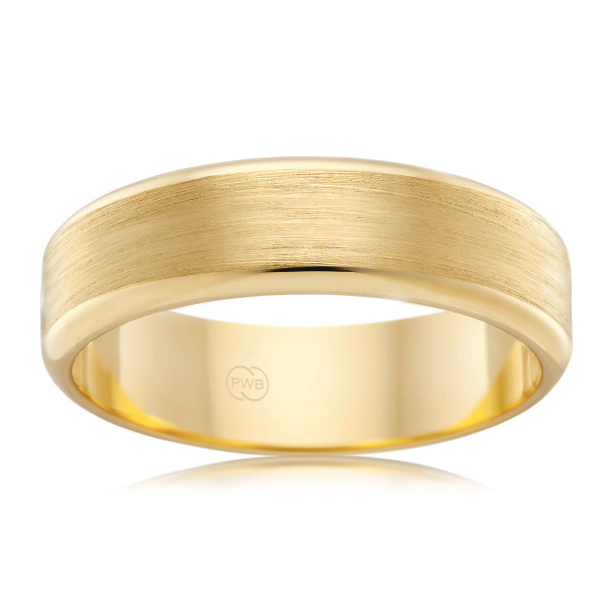 Rounded edge with Brushed finish Centre Yellow Gold Wedding Band